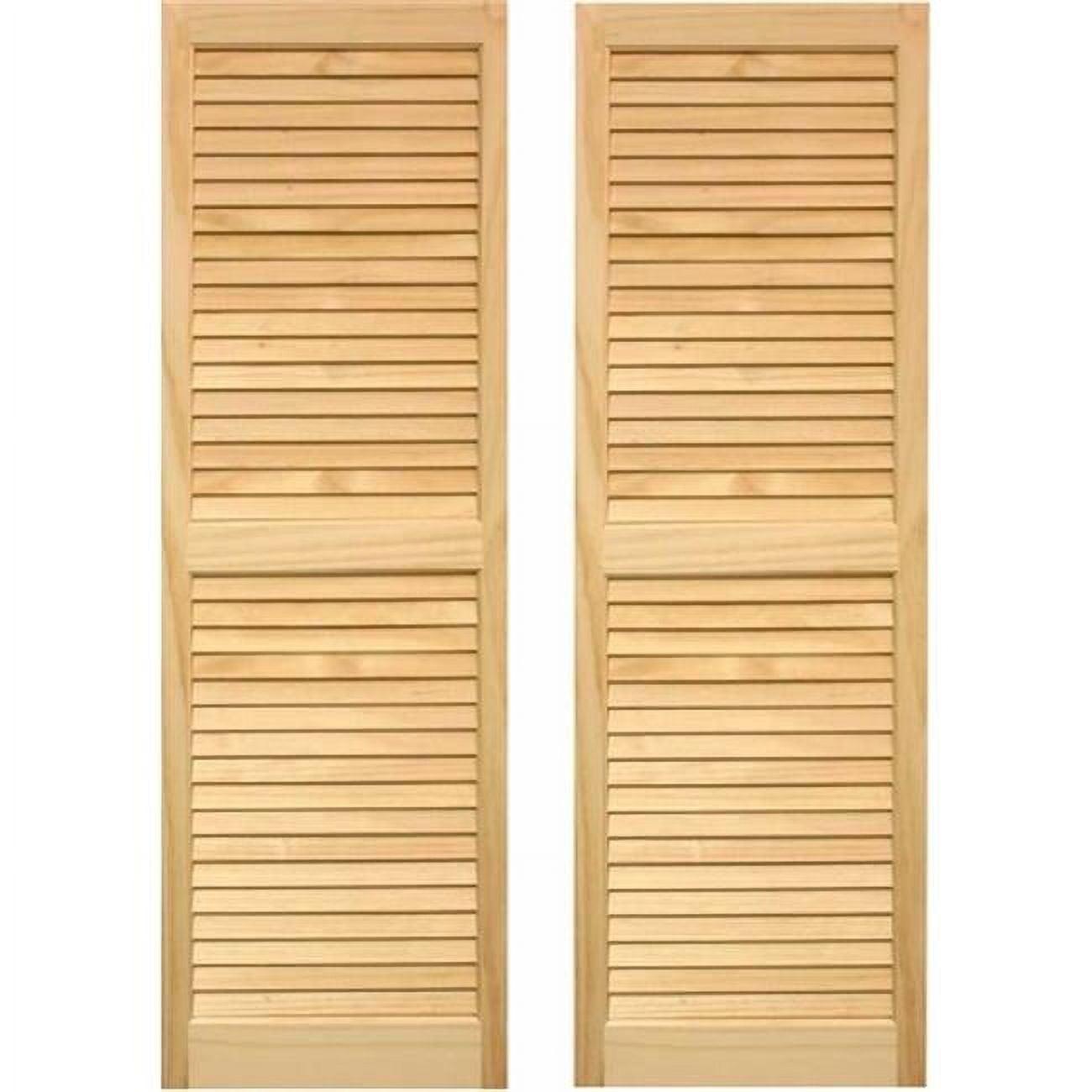 Unfinished Pine 15" x 51" Exterior Louvered Wood Shutters