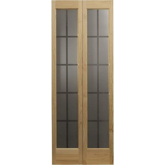 LTL Home Products 80.5'' Solid Wood Glass Painted Bi-Fold Door