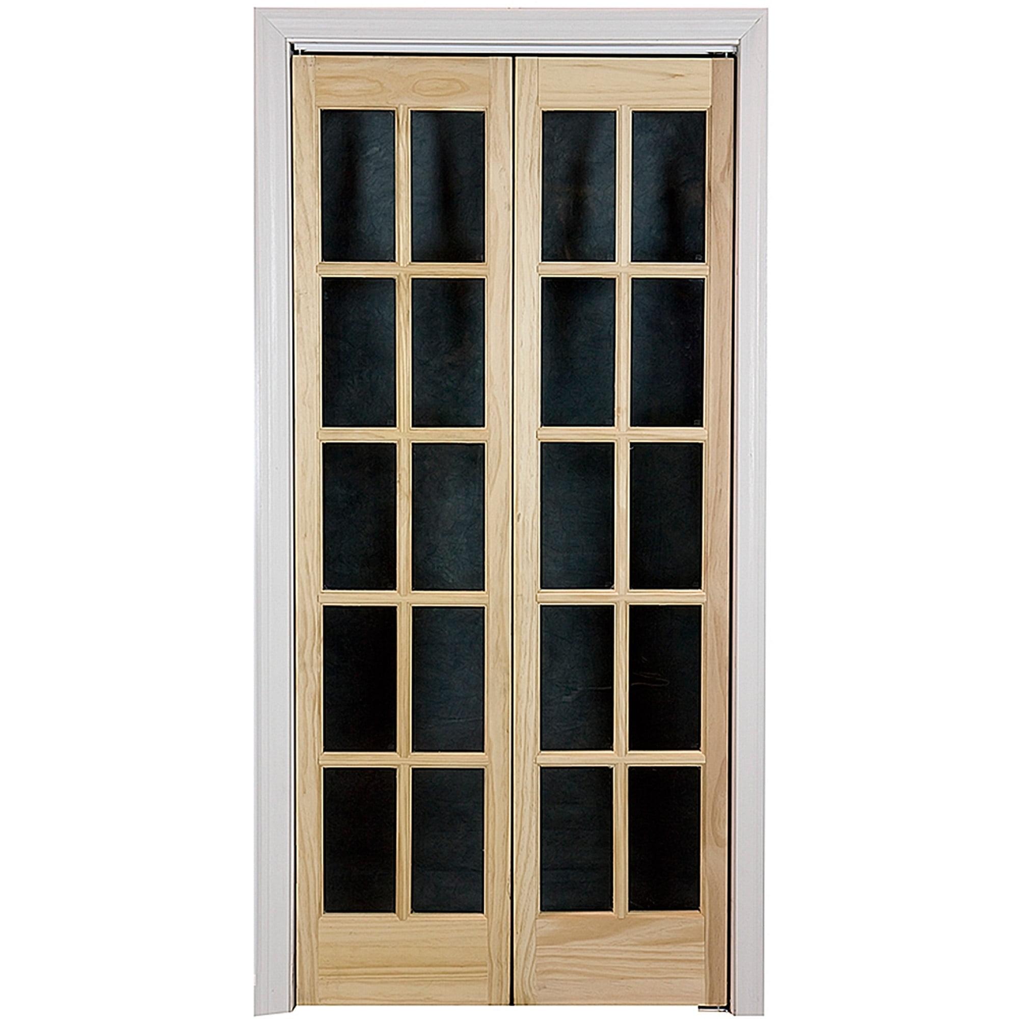 AWC Model 527 Traditional Divided Light Bifold Door fits 36"w x 80"h Unfinished Pine