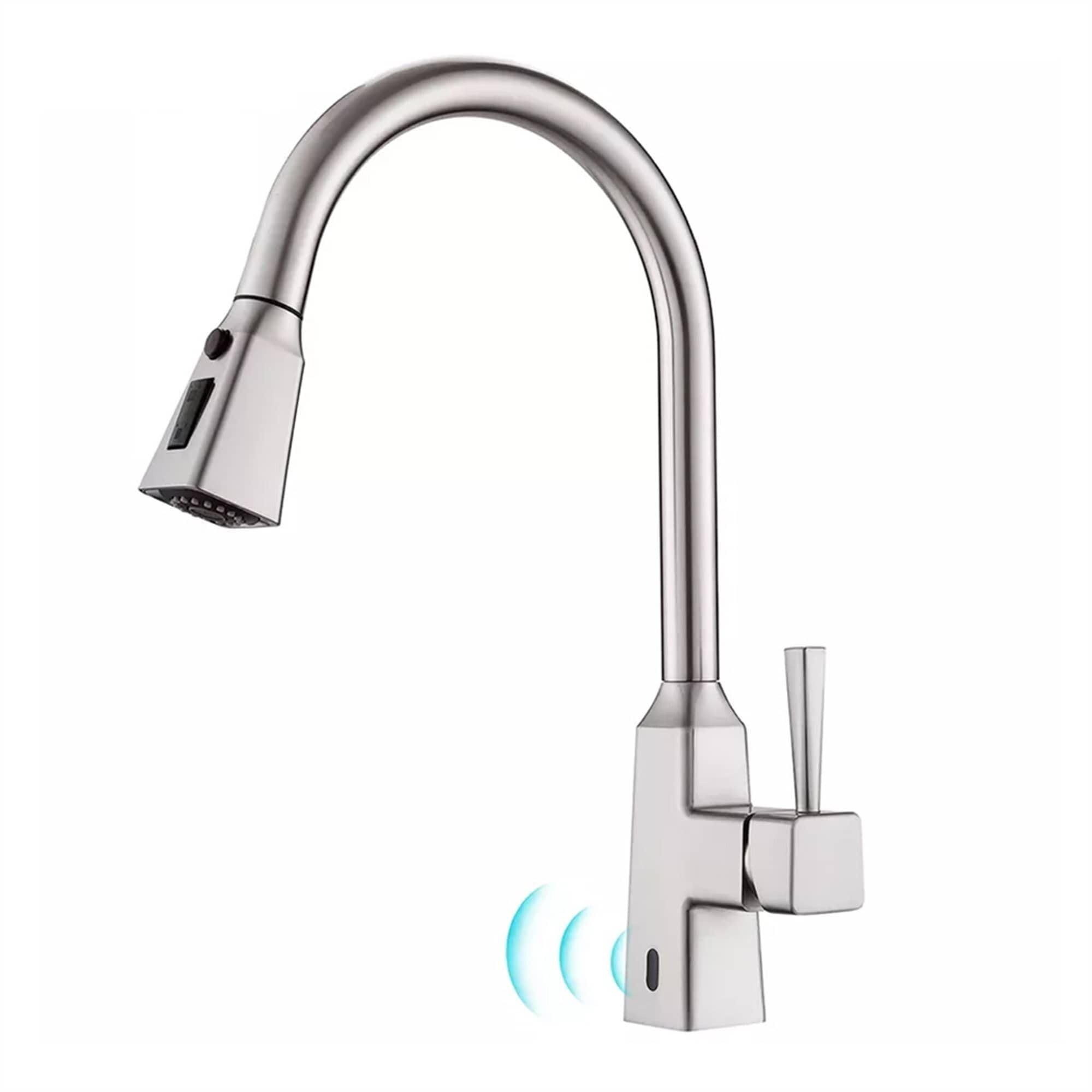 Brushed Nickel Touchless Kitchen Faucet with Pull-out Spray