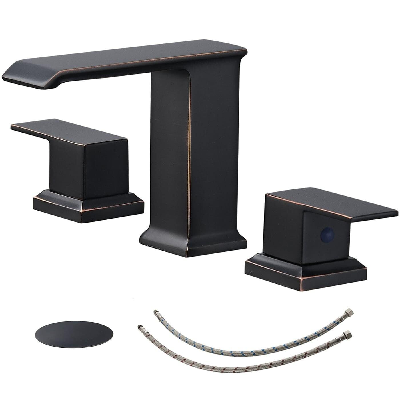 Oil Rubbed Bronze 8-Inch Waterfall Bathroom Faucet with Double Handles