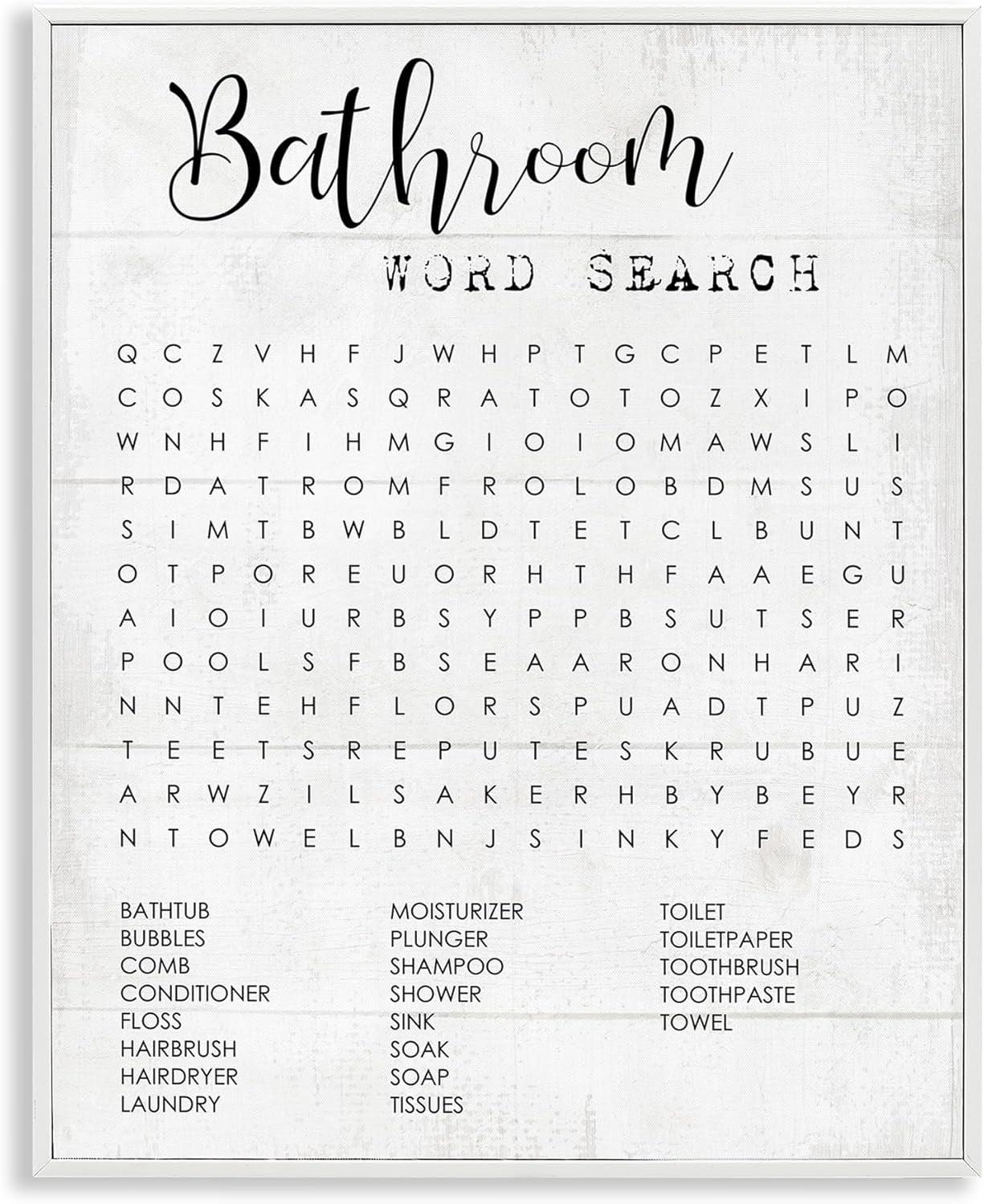 Madison Park Bathroom Search Fun Family Word, Design By Daphne Polselli Wall Art, 11 X 14, Black