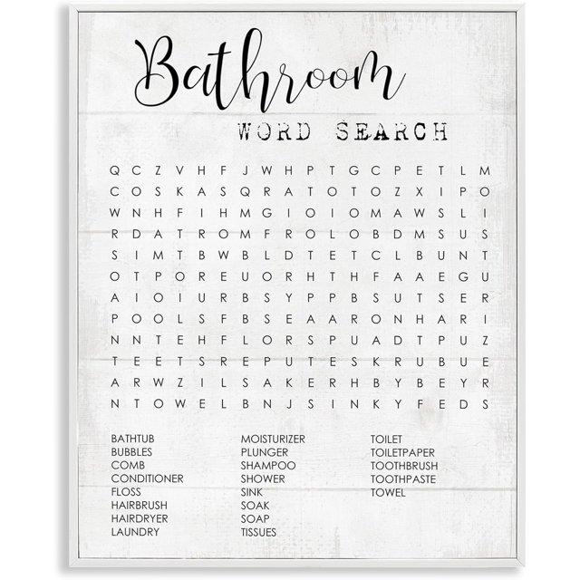 Madison Park Bathroom Search Fun Family Word, Design By Daphne Polselli Wall Art, 11 X 14, Black