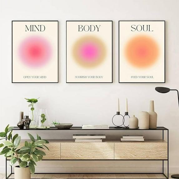 AXXPosters-Mind Body Soul Print Positive Aura Energy Poster Trendy Gradient Spiritual Wall Art Canvas Painting Aesthetic Posters for Room Home Decor 16*24*3 Un (Mind Heart Soul, 16*24 Un)