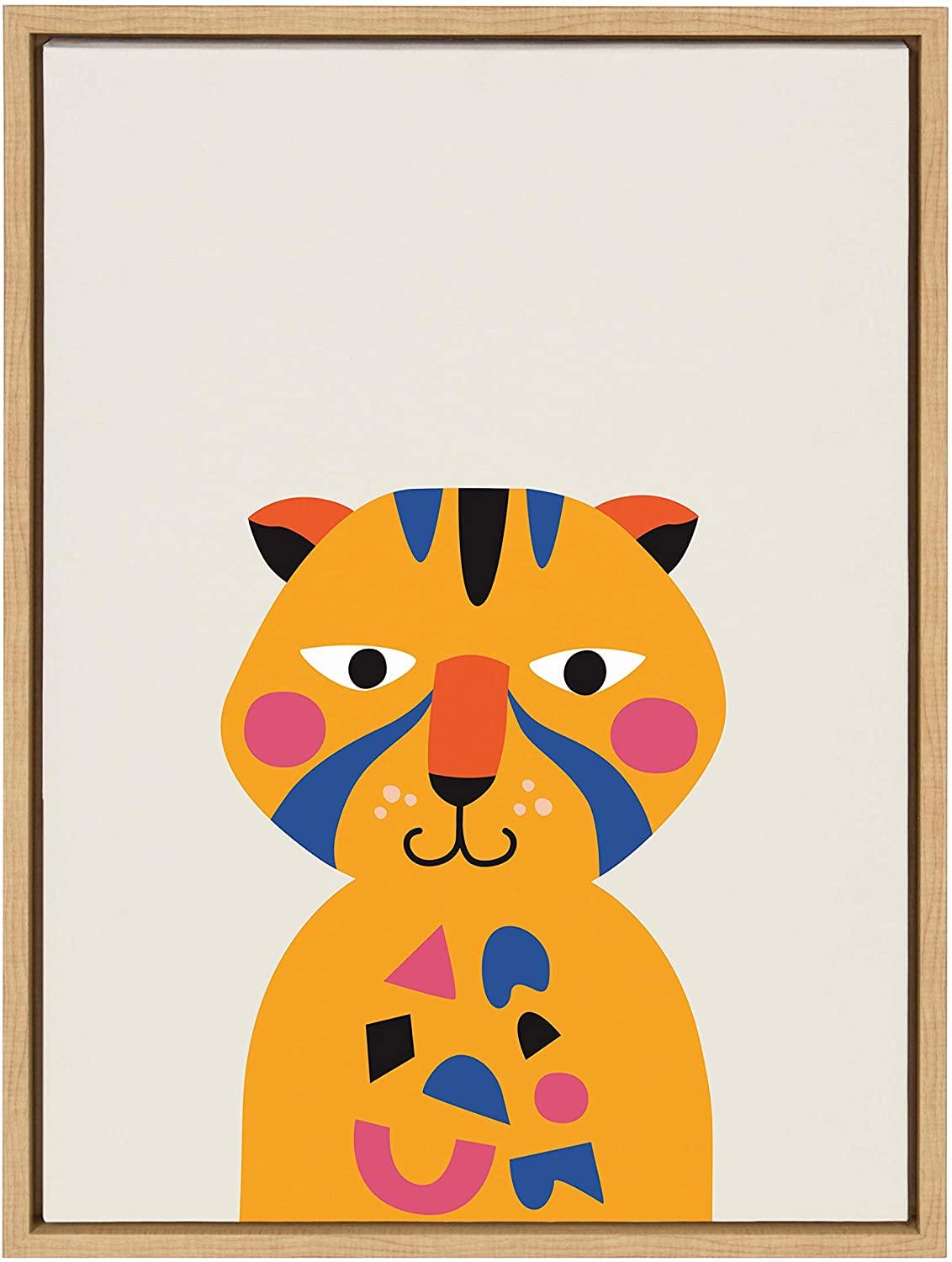18"x24" Sylvie Mid Century Modern Baby Tiger by Rachel Lee - Kate and Laurel: Nursery Decor, Animal Theme