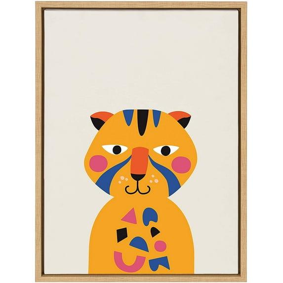 18"x24" Sylvie Mid Century Modern Baby Tiger by Rachel Lee - Kate and Laurel: Nursery Decor, Animal Theme