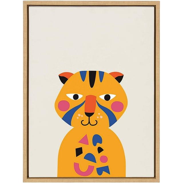 18"x24" Sylvie Mid Century Modern Baby Tiger by Rachel Lee - Kate and Laurel: Nursery Decor, Animal Theme