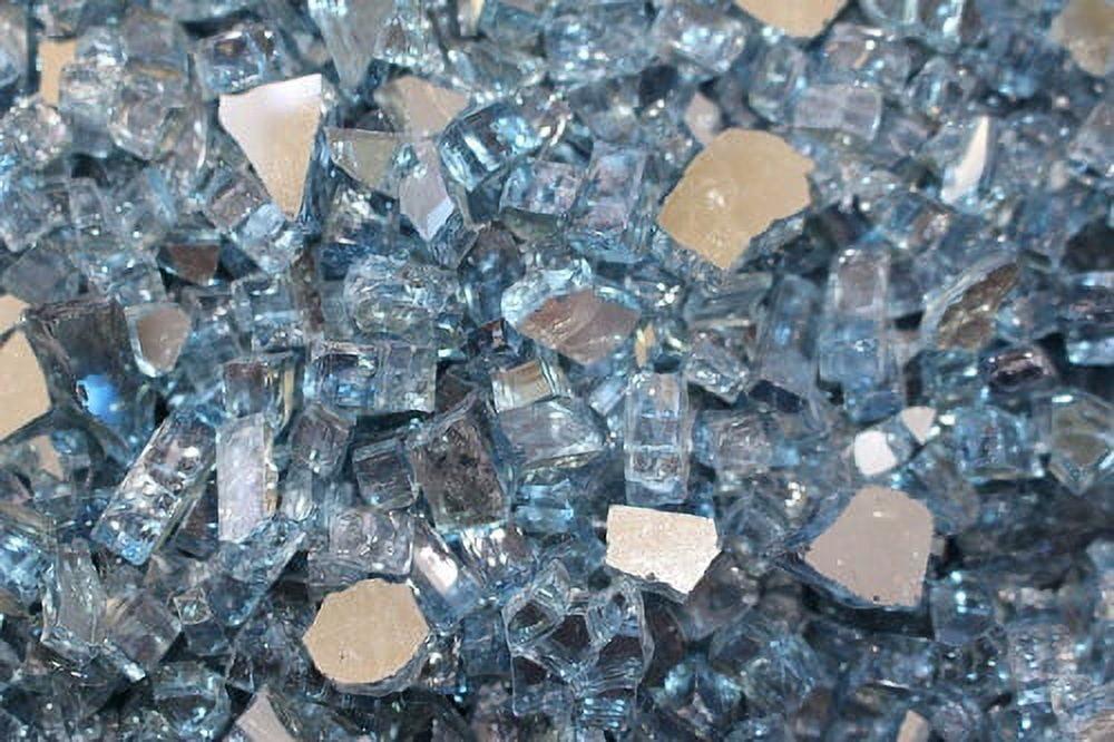 Sky Blue Reflective Fire Glass for Outdoor Fire Pits, 20 lbs