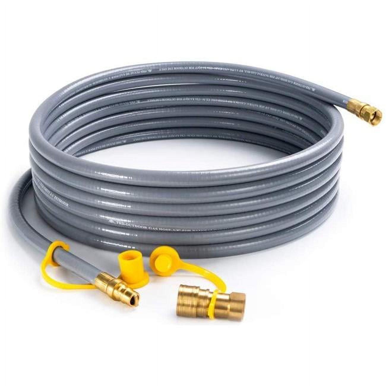 20' Gray Natural Gas Quick Connect Hose with Brass Fittings