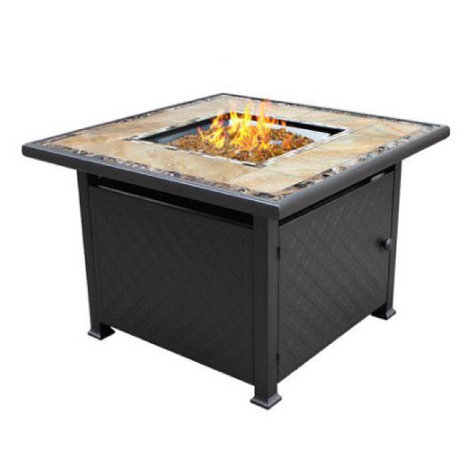 Square Tile Top Fire Pit - AZ Patio Heaters: Durable, Weatherproof, CSA Certified, 50K BTU Output