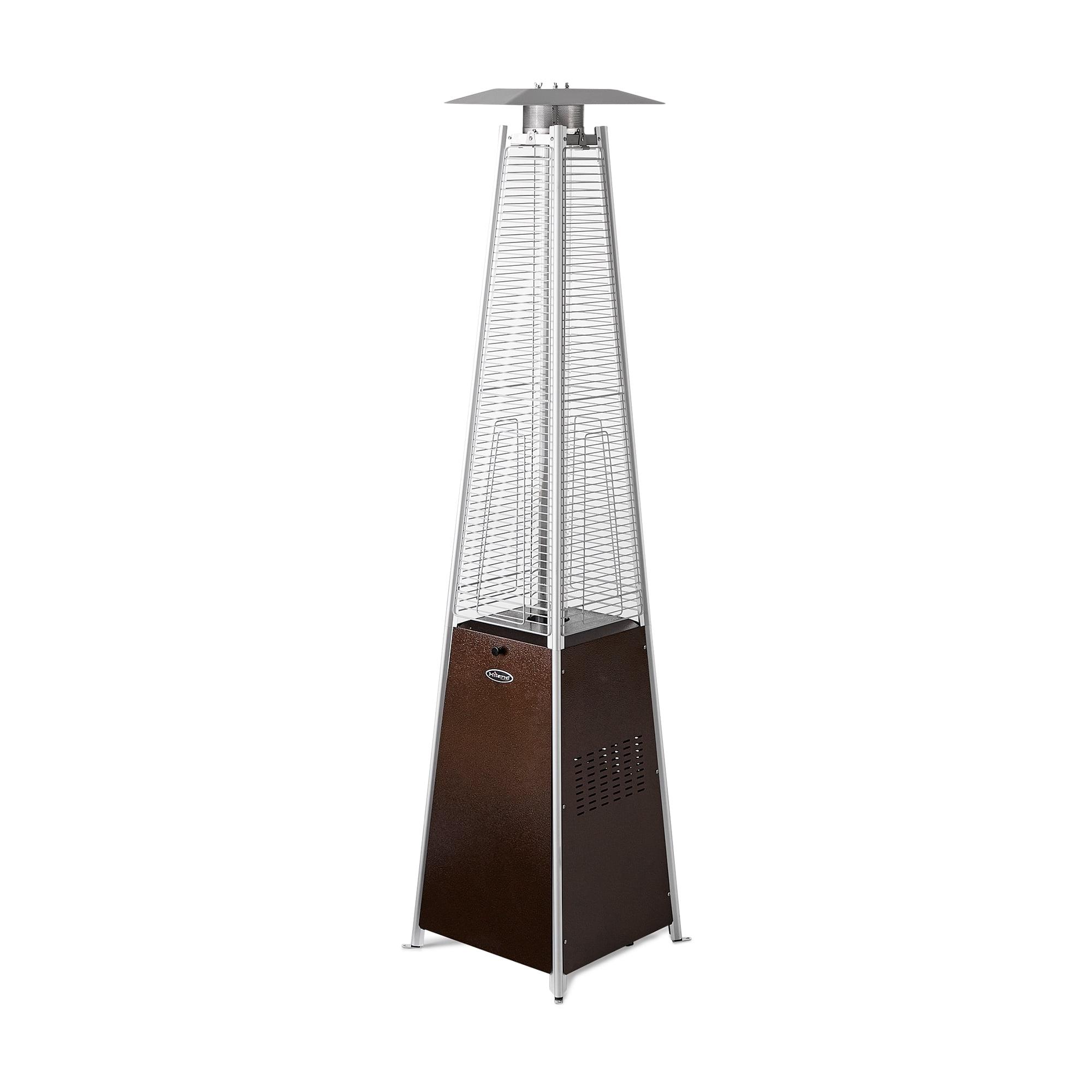 Hammered Metal Tall Glass Tube Portable Patio Heater - Golden Bronze - AZ Patio Heaters: Quartz, 40,000 BTU, 10ft Radius