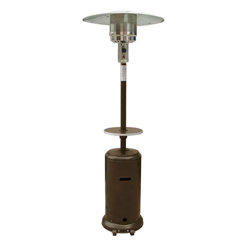 Hammered Bronze Tall Propane Patio Heater with Table