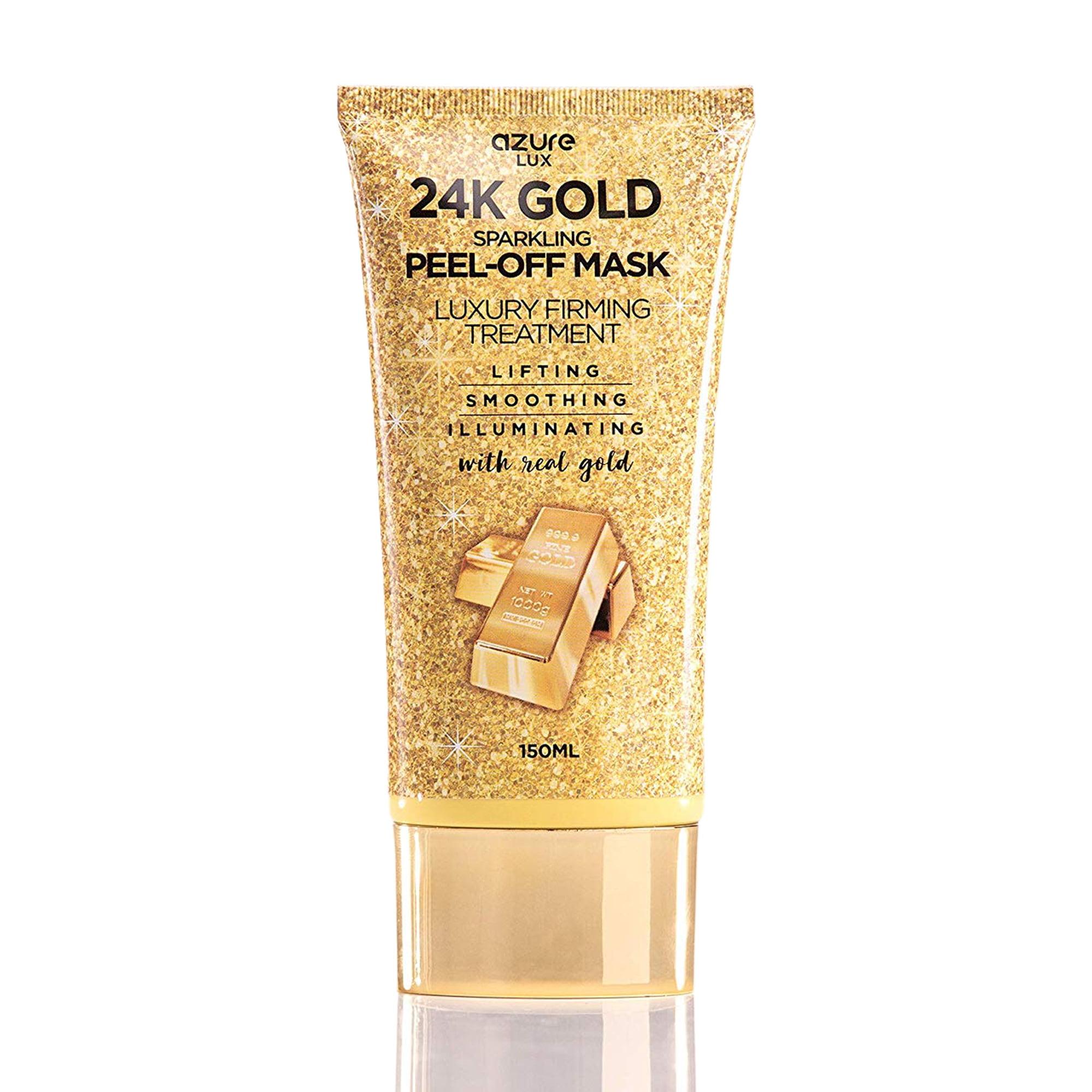AZURE 24K Gold Firming Peel Off Face Mask- Anti Aging, Lifting, Illuminating & Revitalizing - Removes Blackheads, Dirt & Oils - With Hyaluronic Acid and Collagen - Skin Care Made in Korea - 150mL / 5.