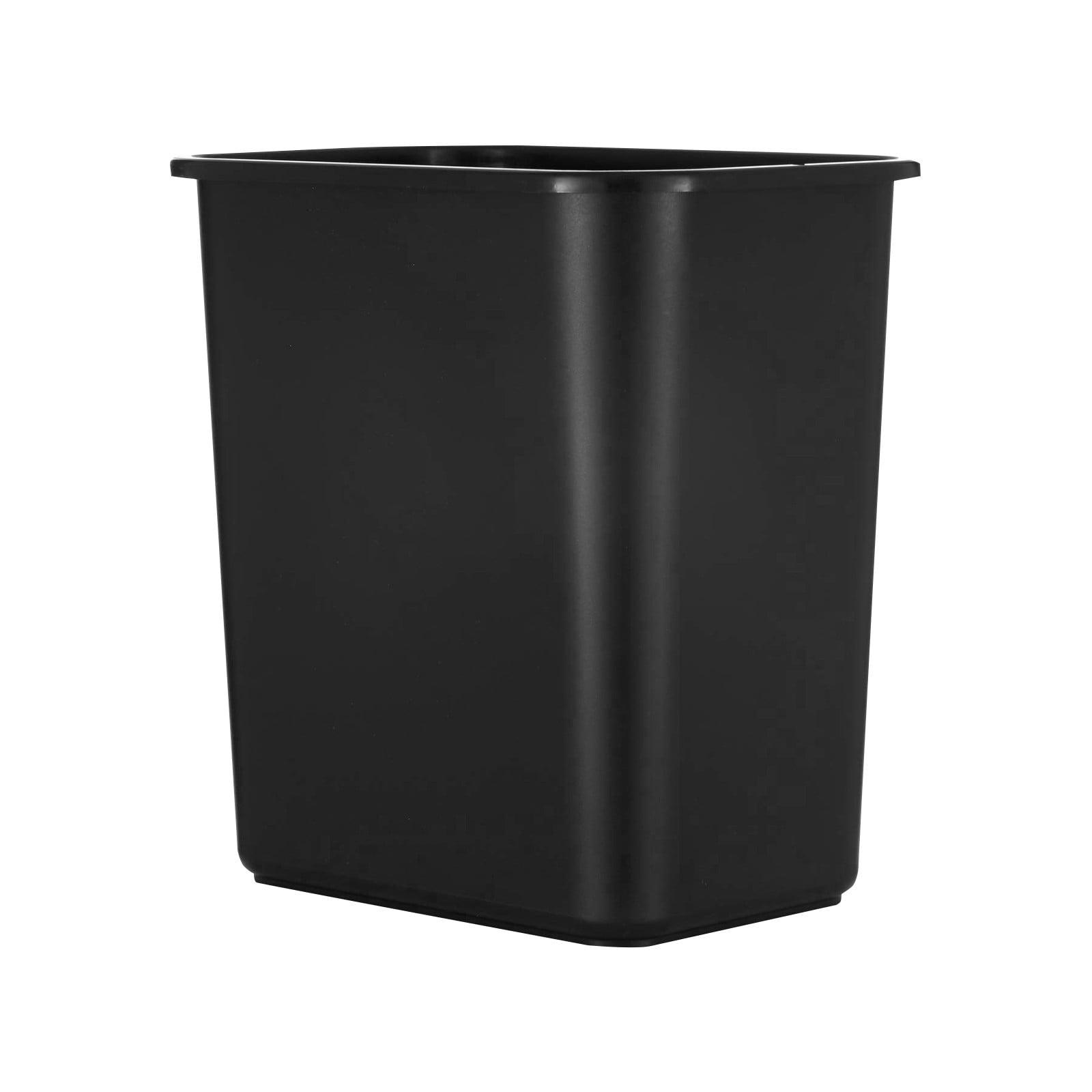 Black Rectangular 7-Gallon Open-Top Plastic Wastebasket