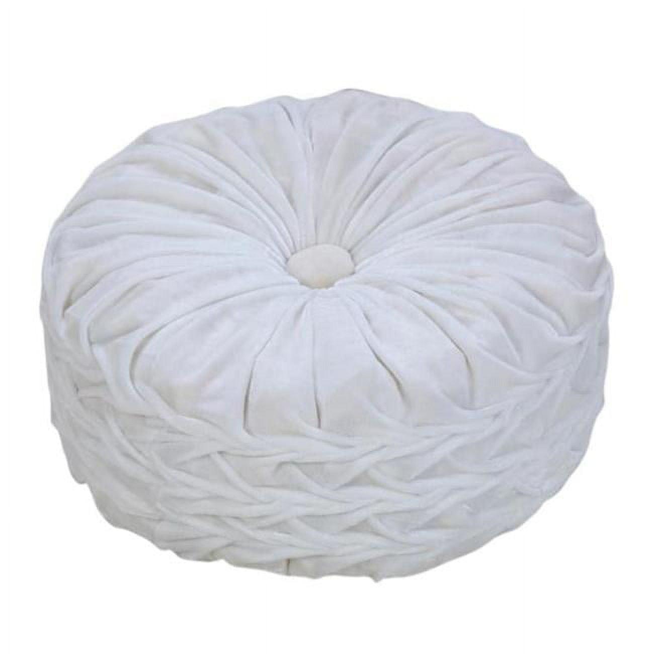 White Round Tufted Velvet Button Pillow