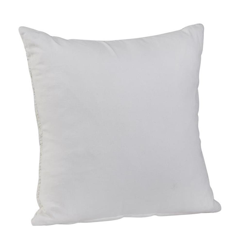 Lyra White and Silver Cotton Throw Pillow