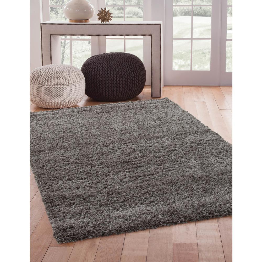 Light Grey Plush Shag Rectangular Area Rug 5'3" x 7'6"