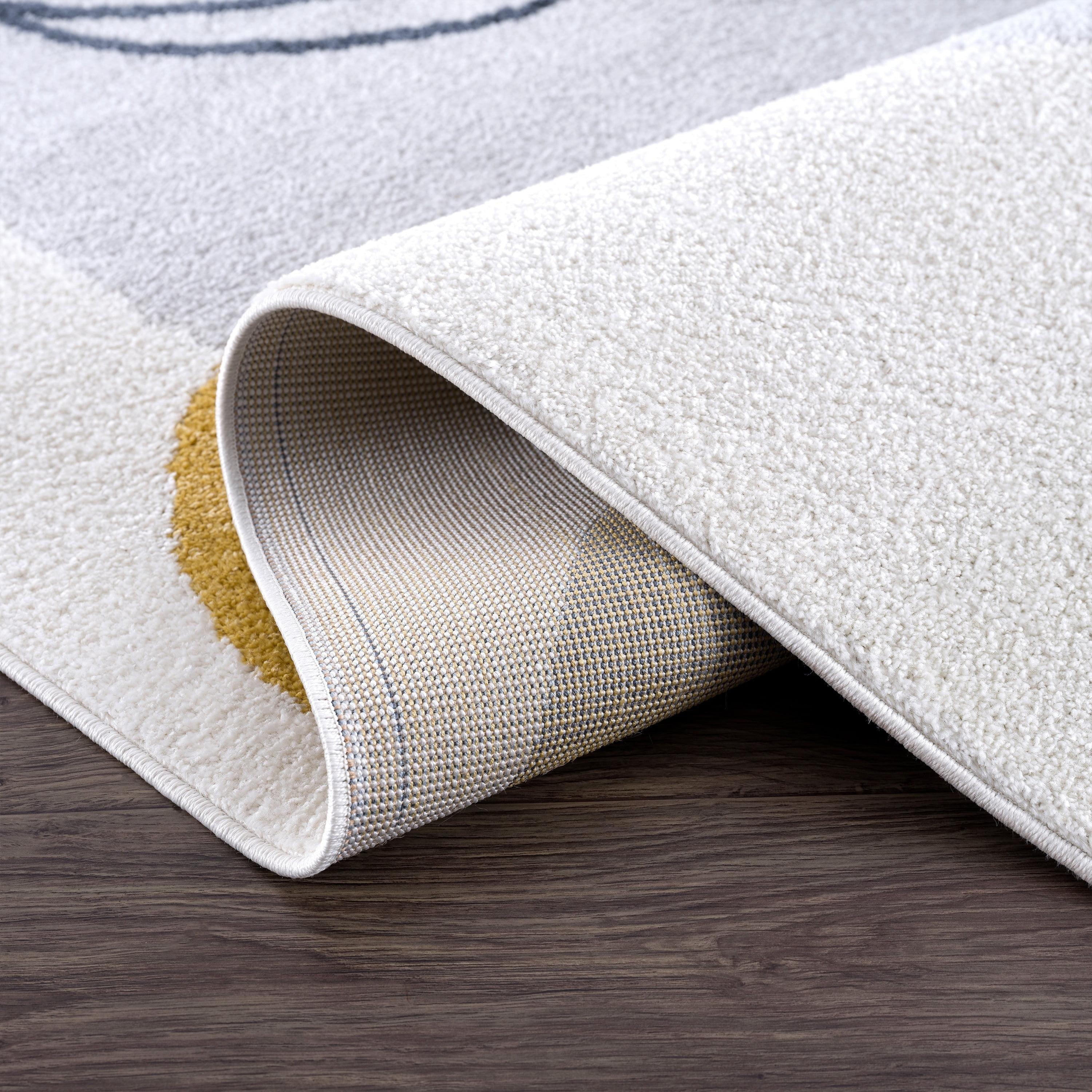 Abani Deco Collection Area Rug Mid Century Modern Bedroom Living Room Decor Floor Rug 4 x 6 Cream Grey