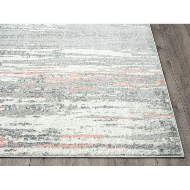 Abani Laguna Grey Pink Drip Lines 4' x 6' 4' x 6'