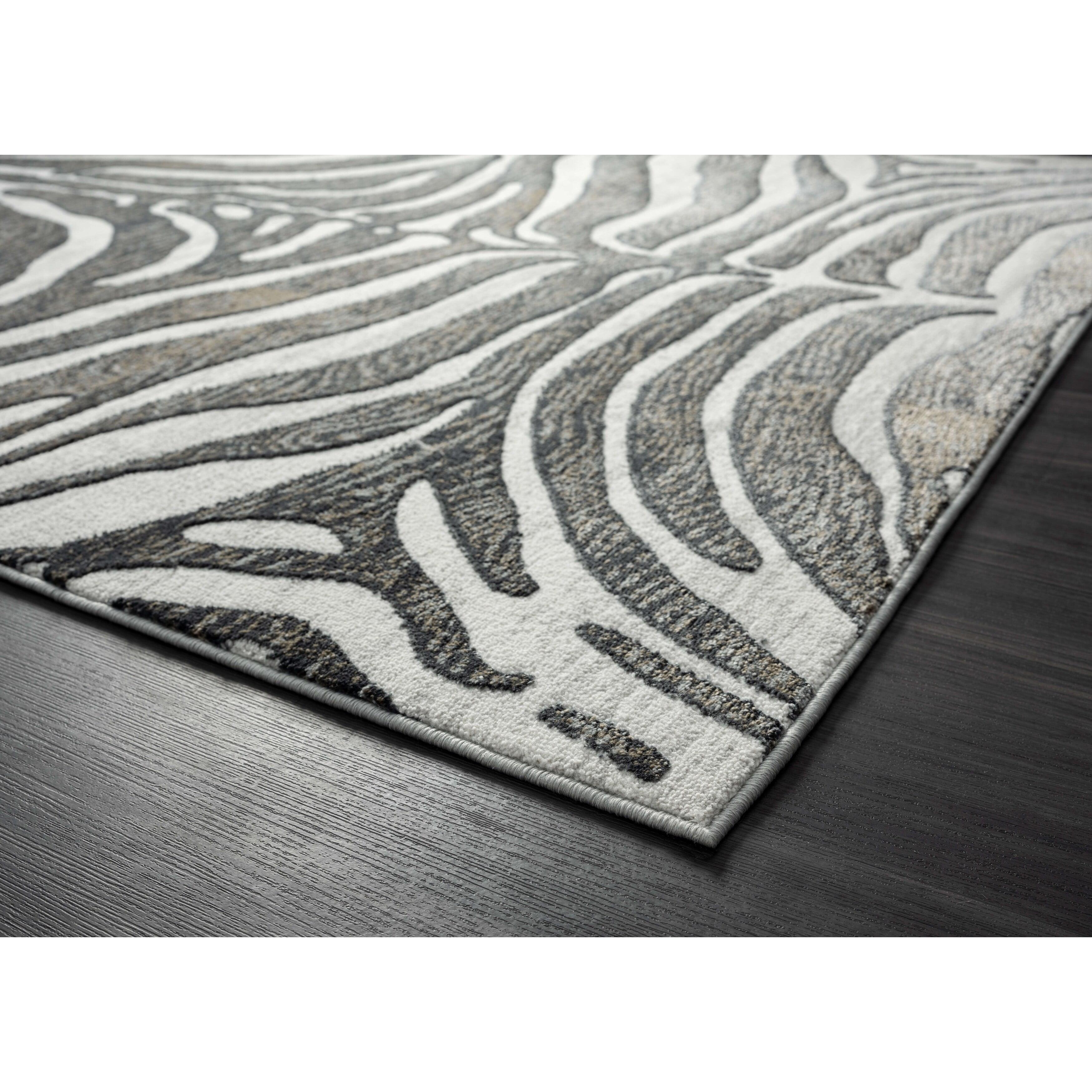 Abani Nova NOV170B Grey Brown Zebra Print Area Rug 6' x 9' - Grey