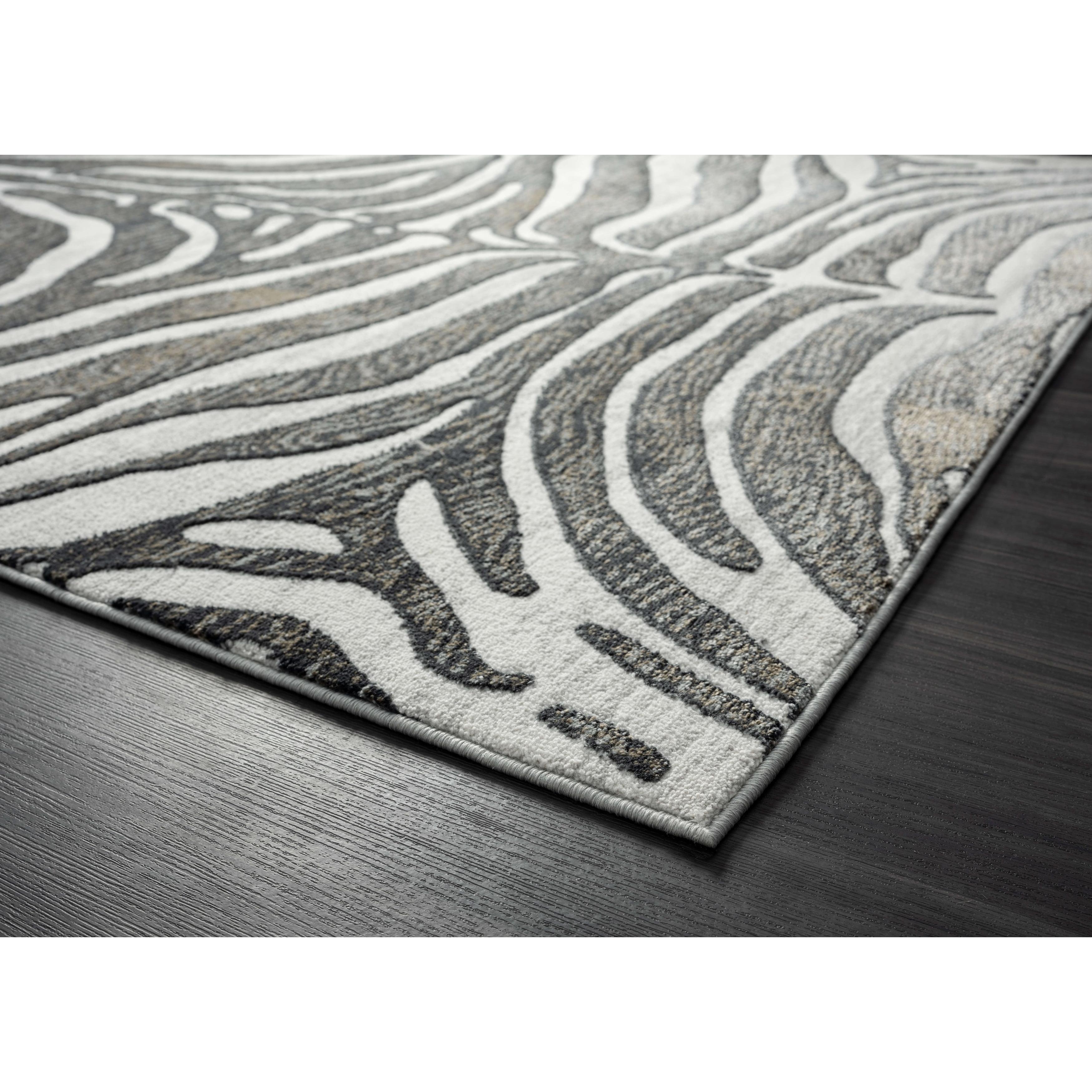 Abani Nova NOV170B Grey Brown Zebra Print Area Rug 6' x 9' - Grey