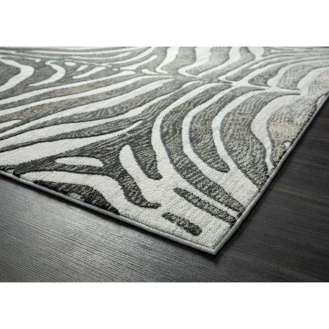 Abani Nova NOV170B Grey Brown Zebra Print Area Rug 6' x 9' - Grey