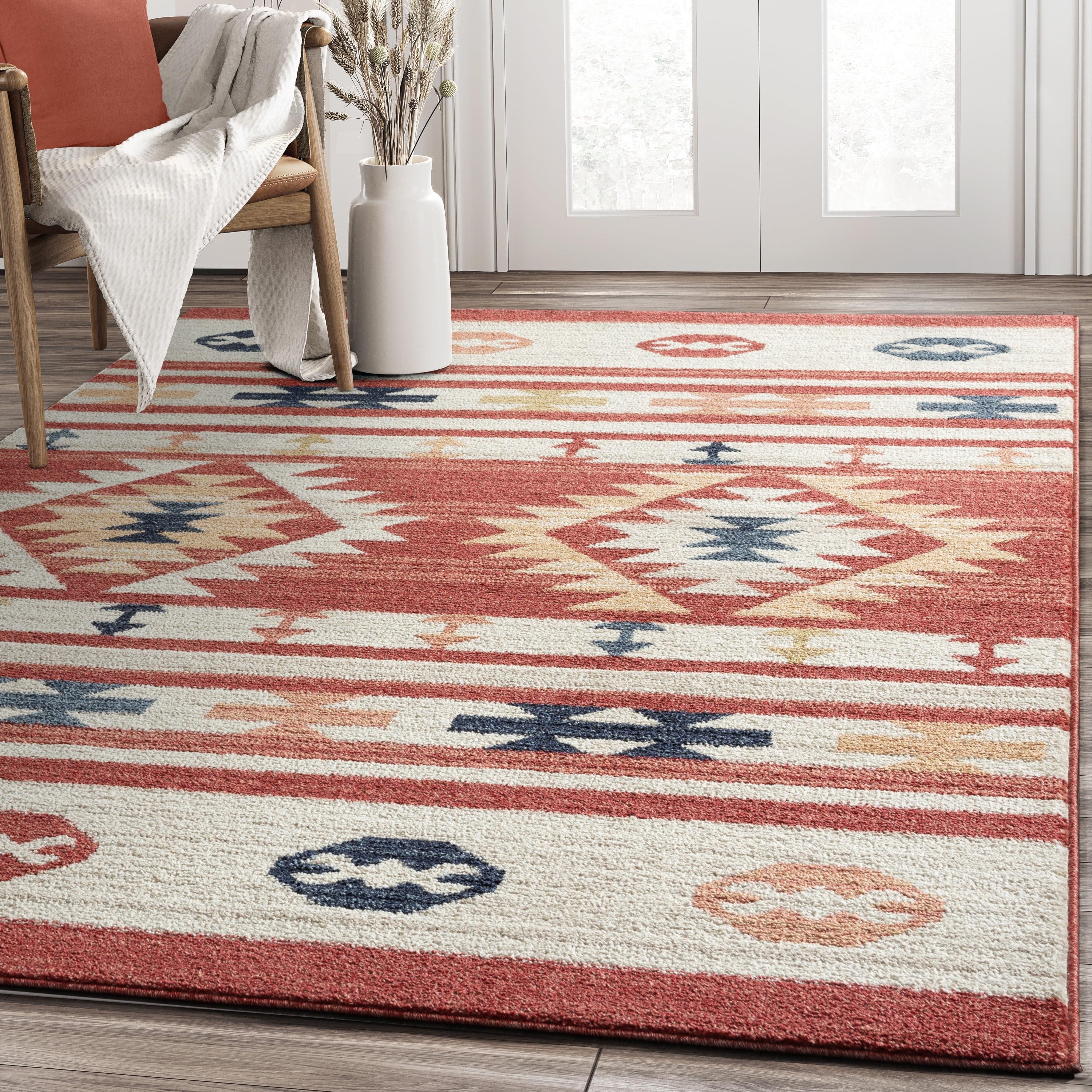 Sedona Red and Beige Synthetic 6' x 9' Area Rug