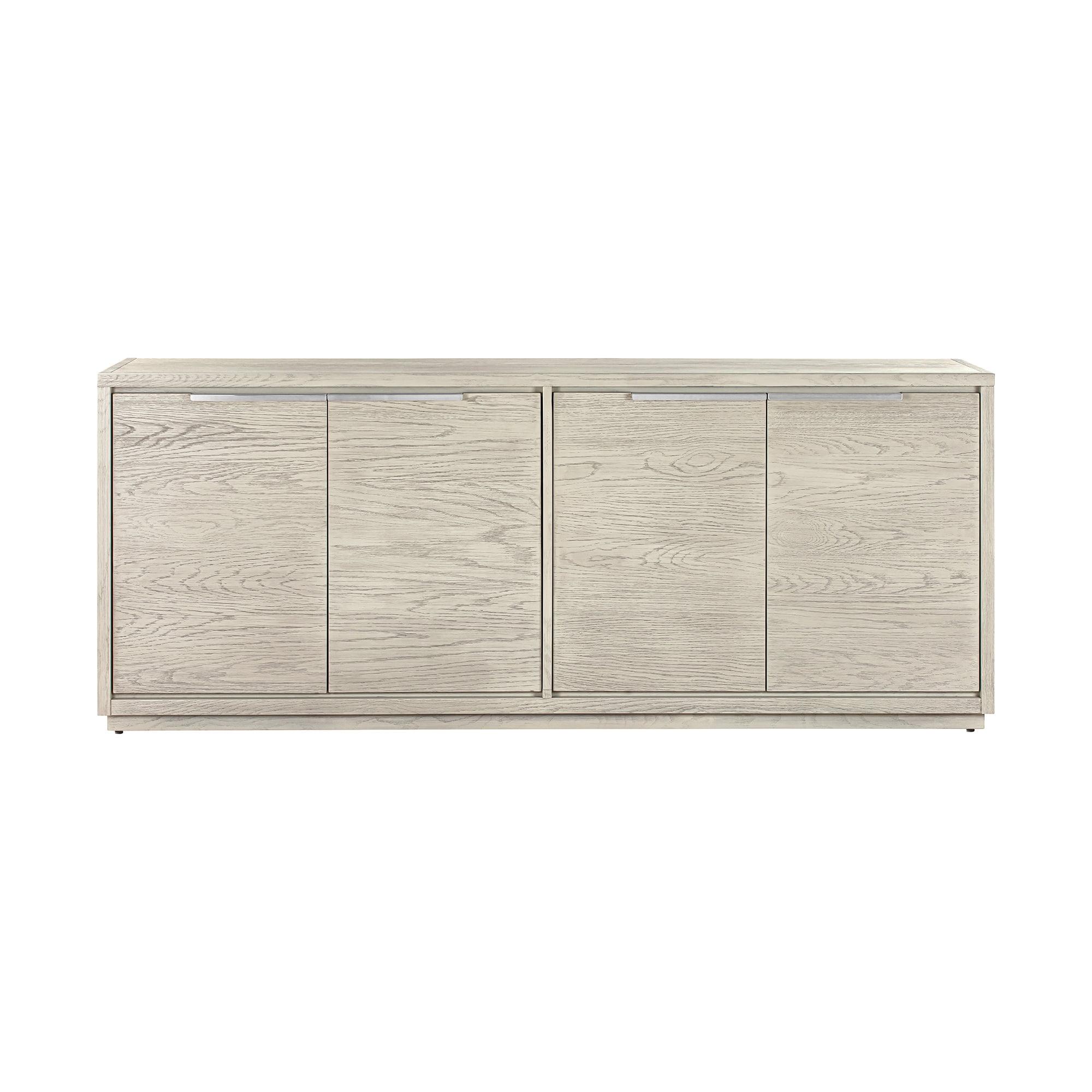 Abbey Silver Grey Oak 4-Door Sideboard with Stainless Steel Handles