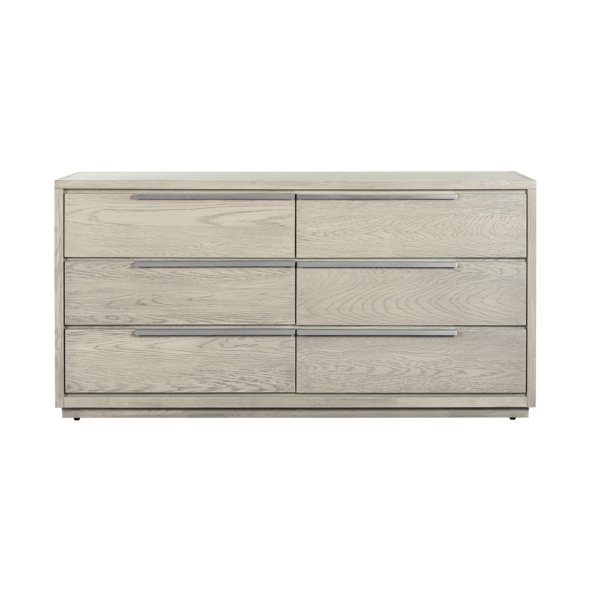 Abbey 63'' Grey Oak Wood Dresser with Stainless Steel Handles