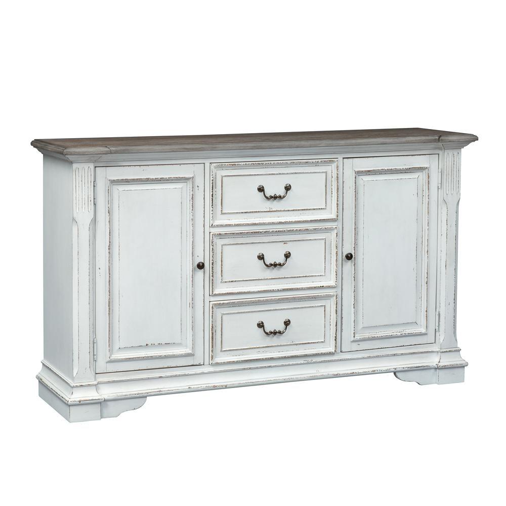 Abbey Park Antique White and Weathered Brown Buffet