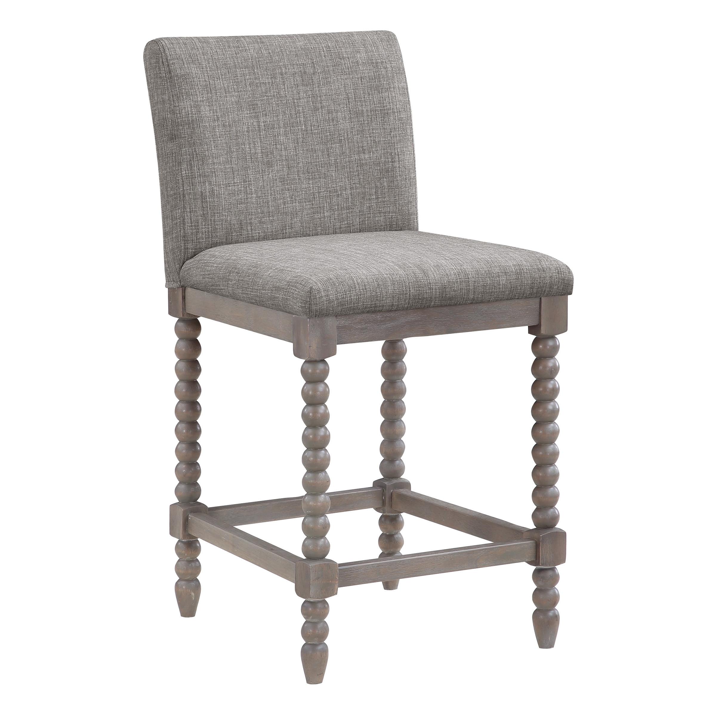 Abbott 26" Spindle Counter Stool with Brushed Gray Frame and Dove Gray Fabric