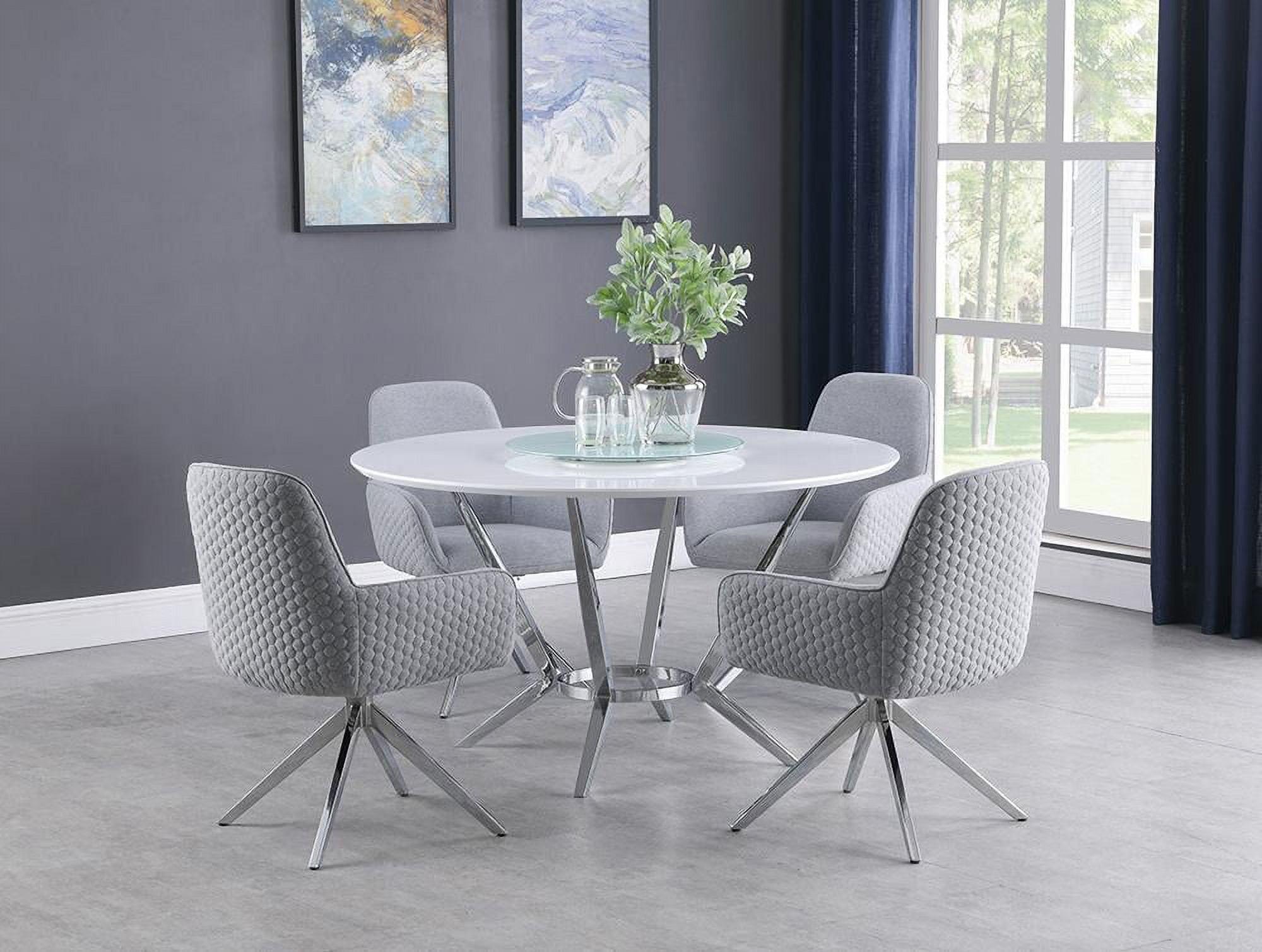 Abby 54" White and Light Grey 5-Piece Dining Set