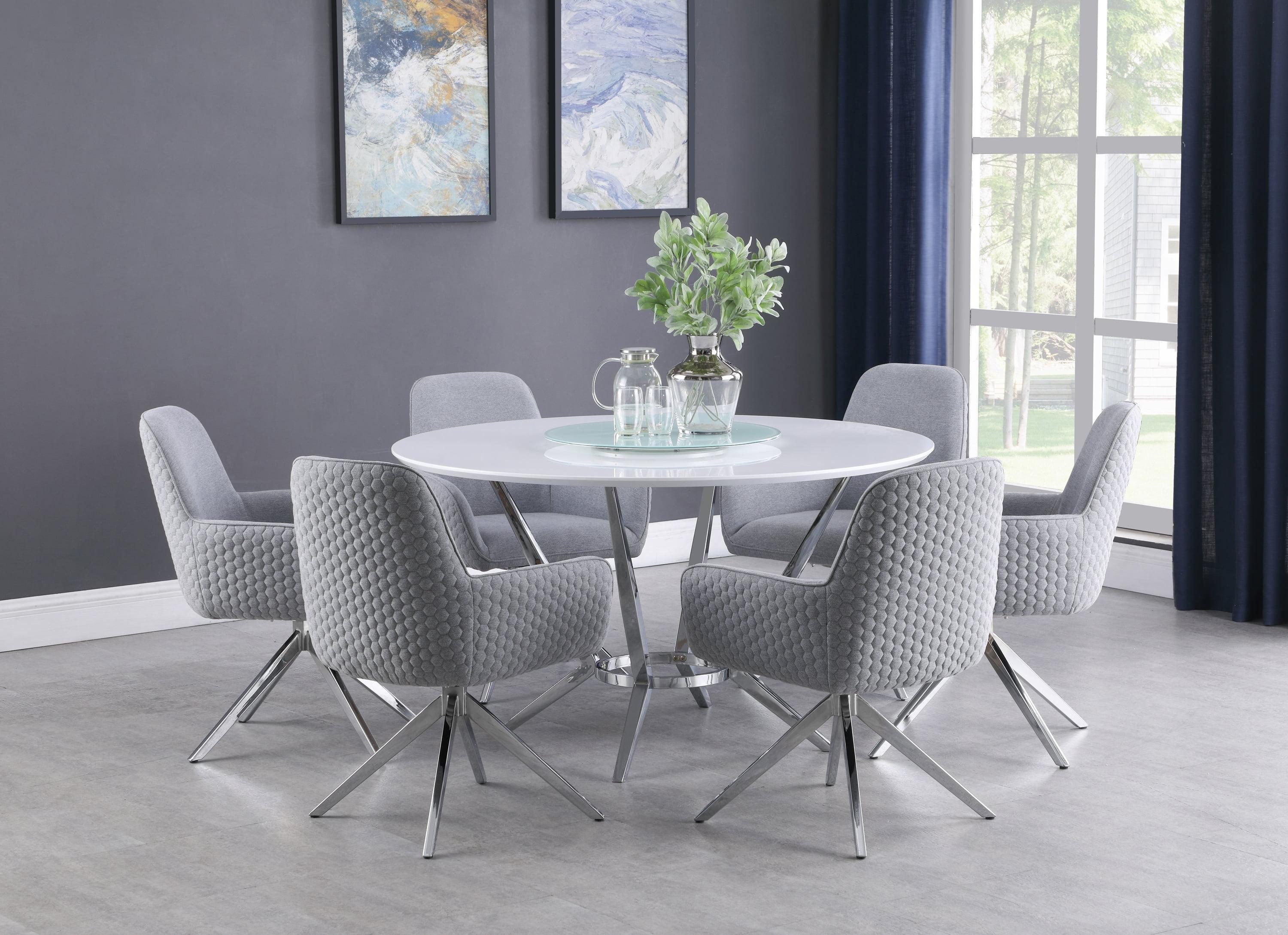 Coaster Flare Arm Contemporary Fabric Swivel Dining Chair in Gray