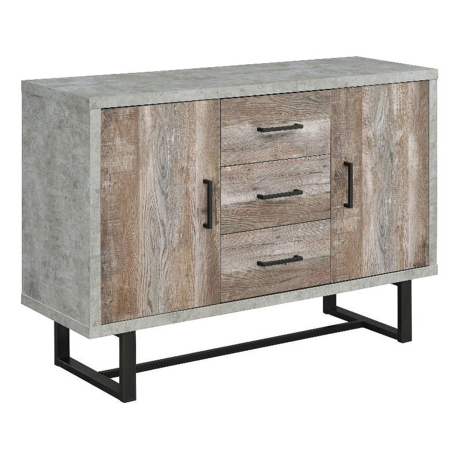 Gray and Weathered Oak 3-Drawer Accent Cabinet with Adjustable Shelving