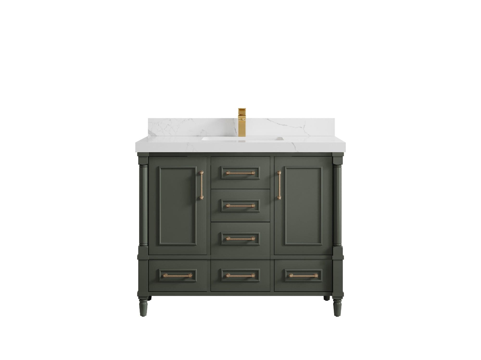 Aberdeen 42 in. W x 22 in. D Single Sink Bathroom Vanity in Pewter Green with Quartz or Marble Countertop | MODERN VANITY | PREMIUM Q