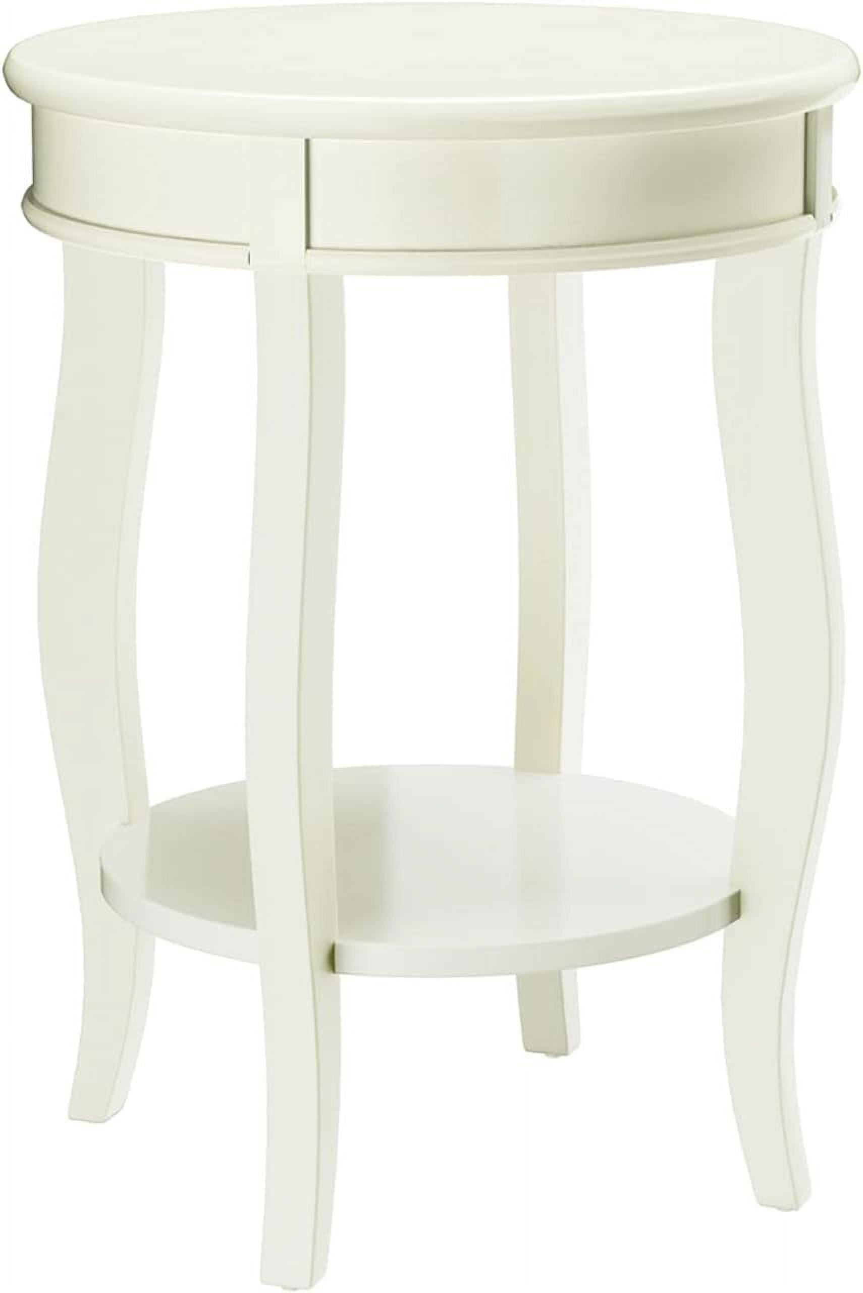 Aberta 18'' Antique White Round Wooden End Table with Shelf