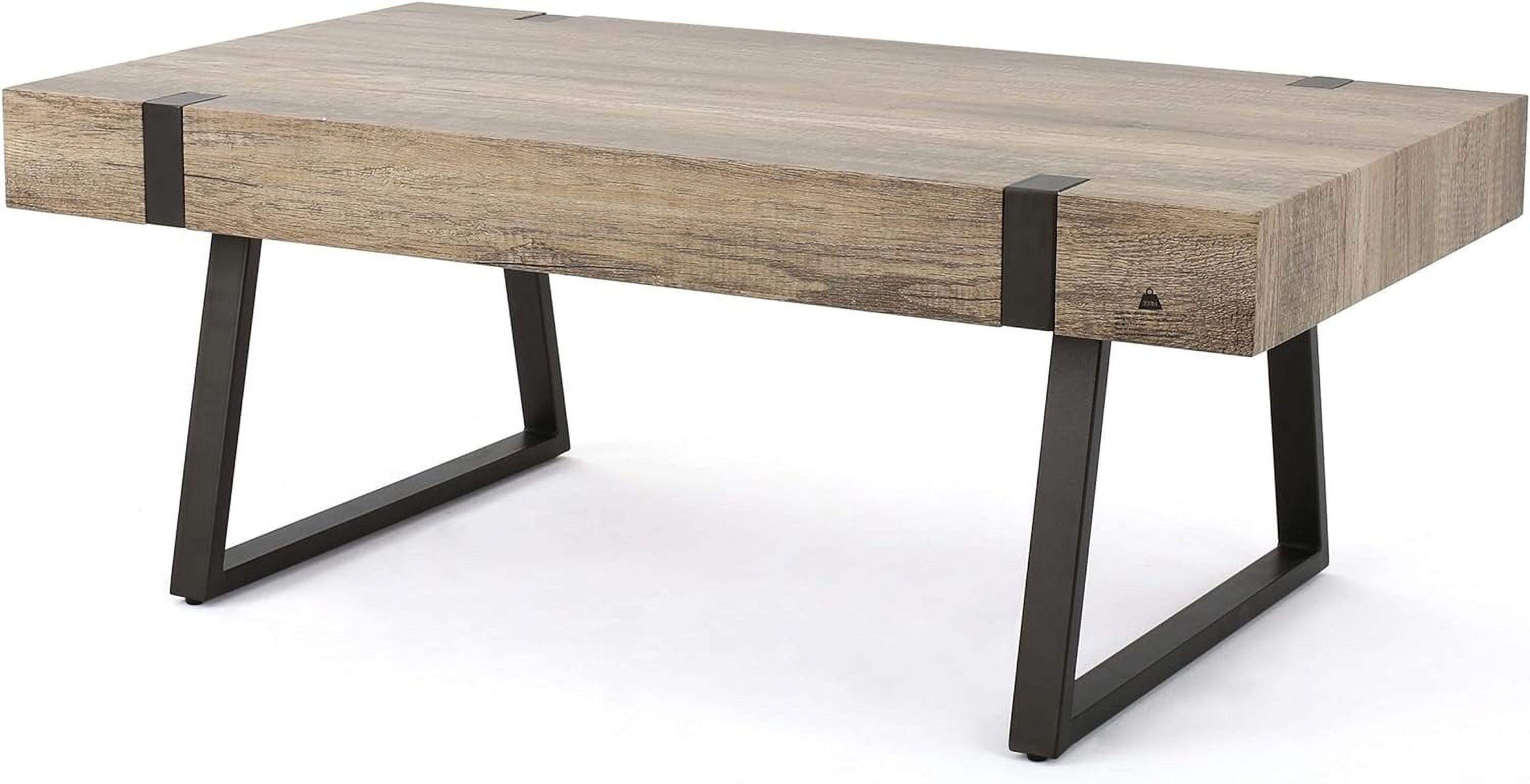 Canyon Gray Rectangular Coffee Table with Industrial Metal Legs