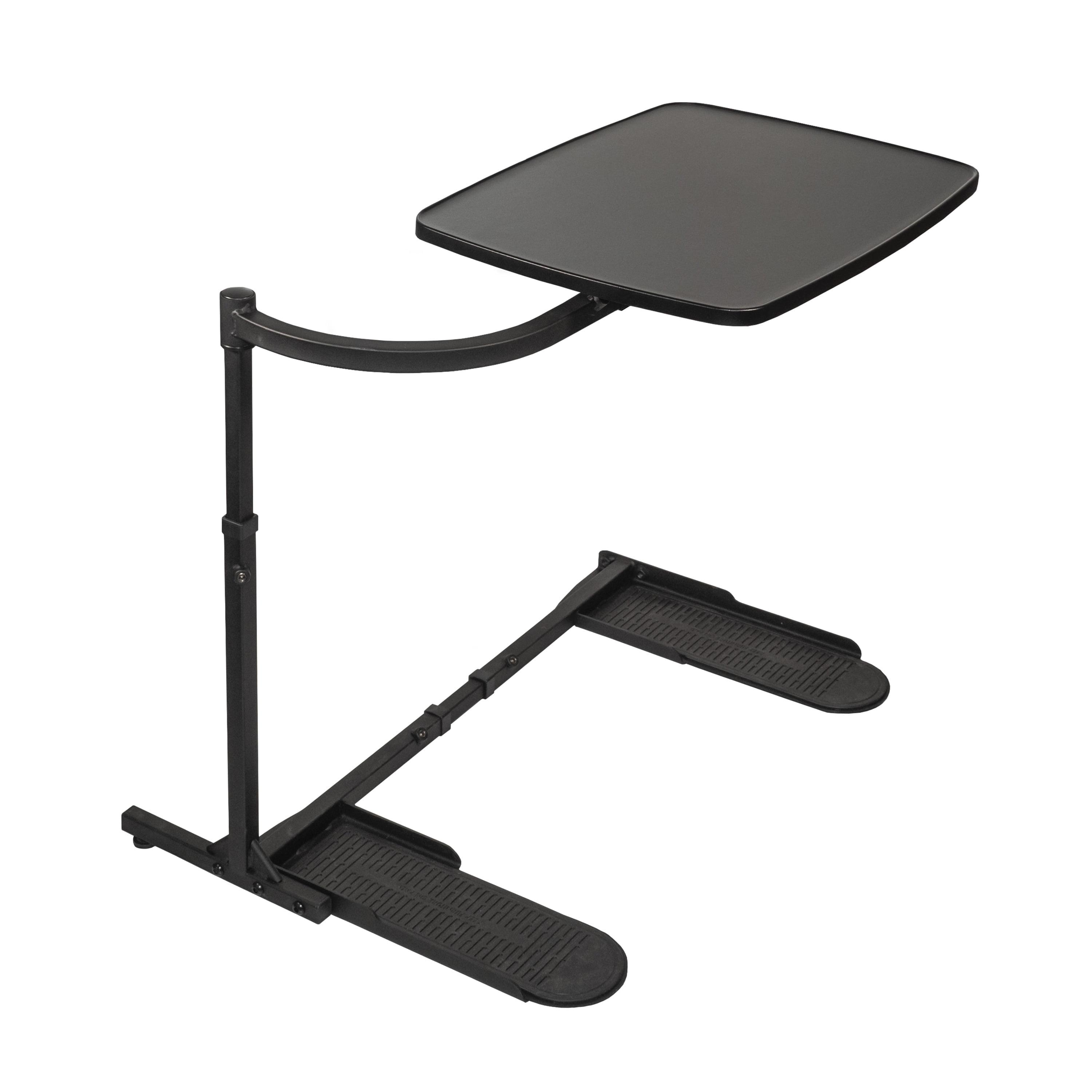 Black Adjustable Height Standing Desk with Wood Tray