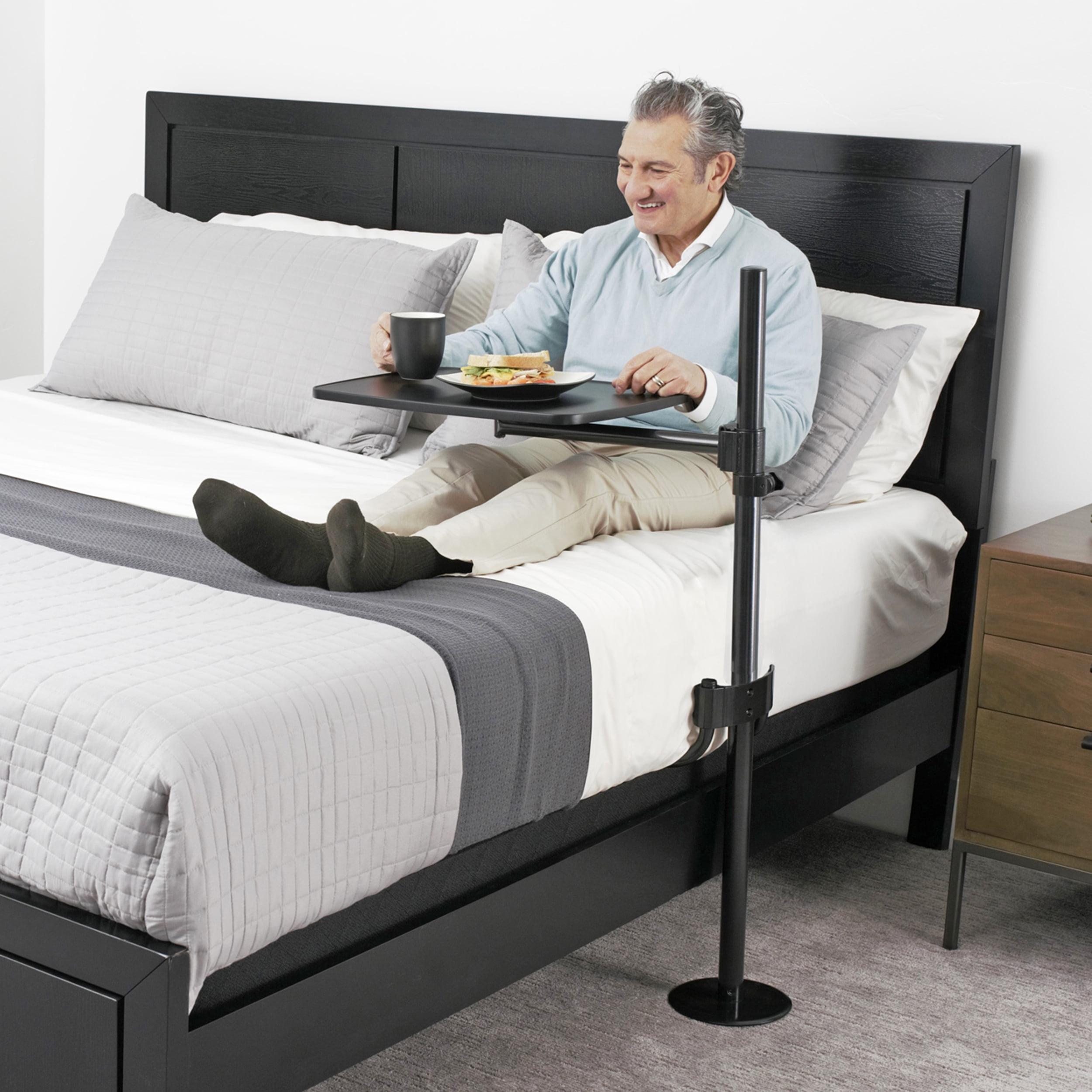 Able Life Universal Overbed Table, Adjustable Bedside Swivel Tray & Laptop Desk, Black