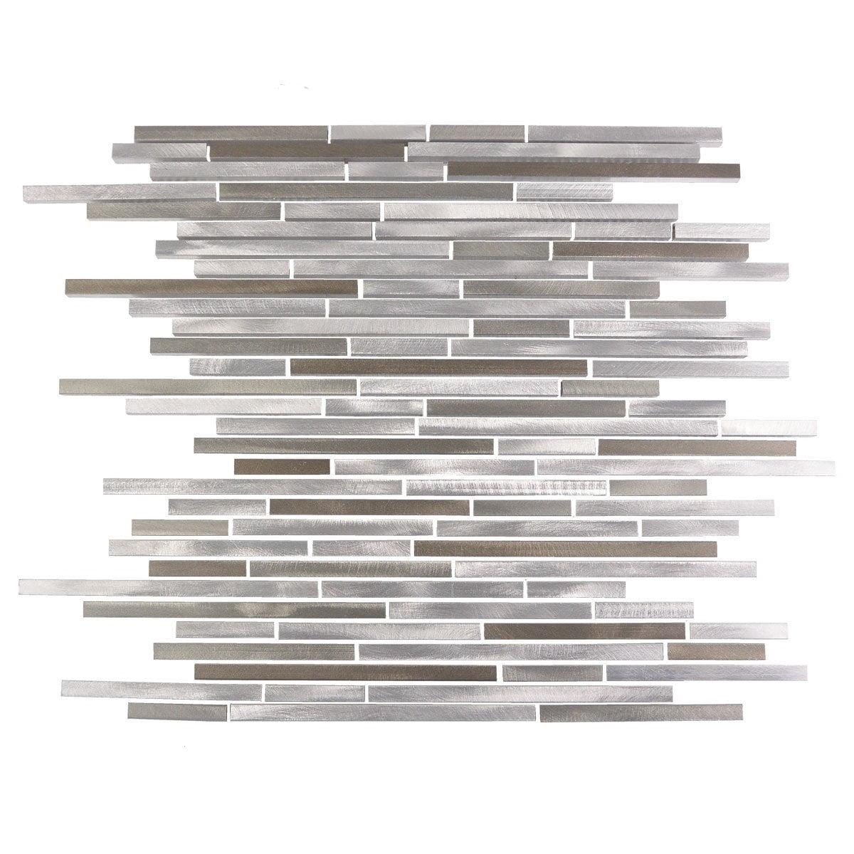 Abolos City Lights 12 in. x 12 in. Aluminum Metal Straight Edge Thin Linear Decorative Kitchen & Bathroom Wall Tile