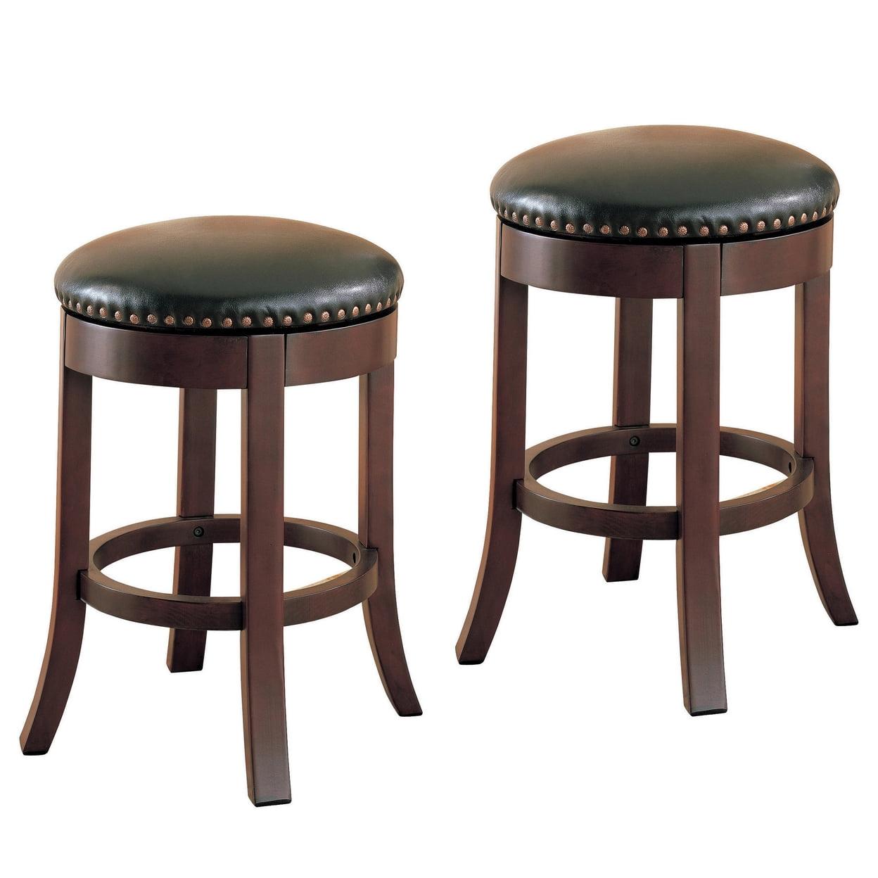 Coaster Upholstered Faux Leather Swivel Counter Height Stool in Brown