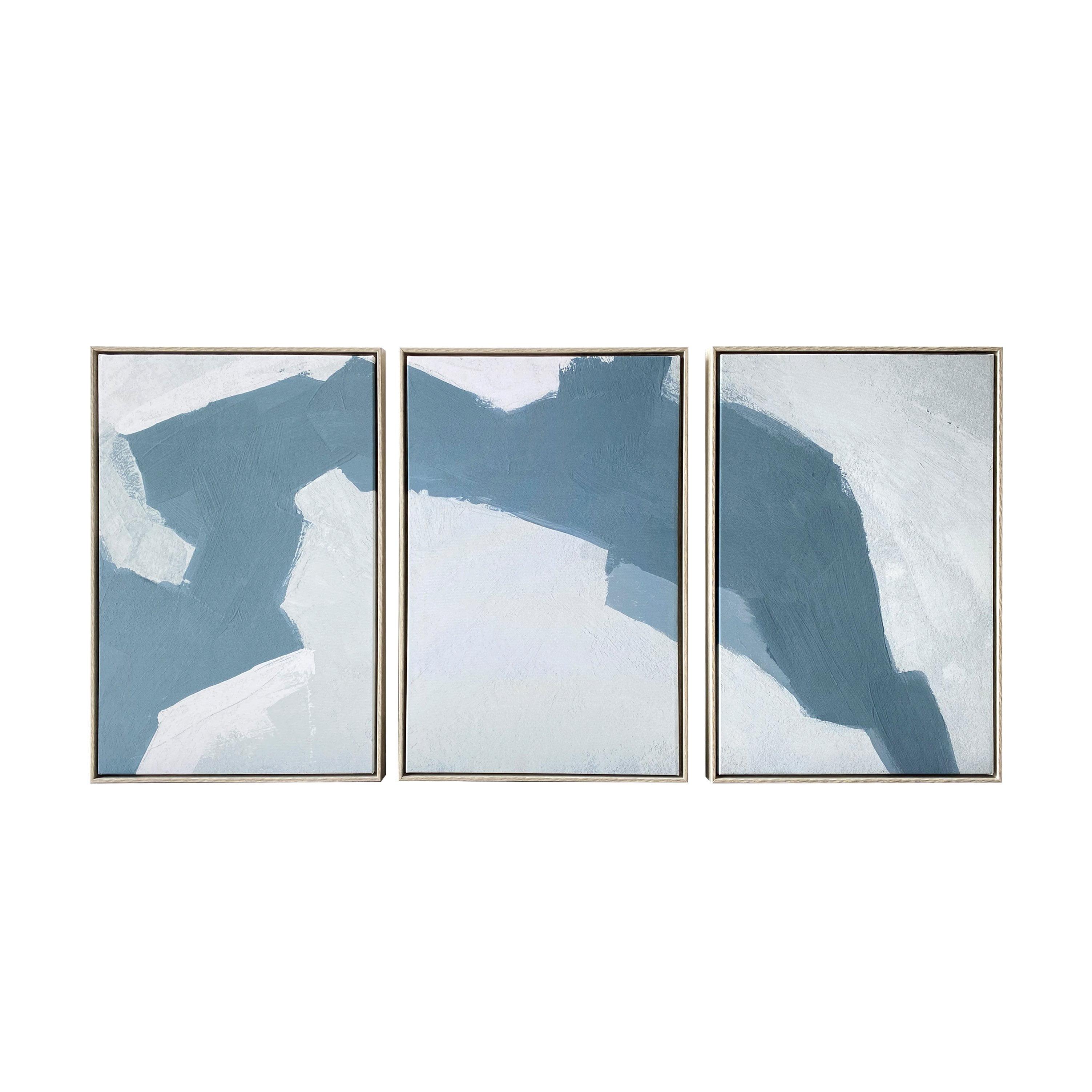 48" x 24" Abstract Painting Triptych Floating Wall Canvas - Gallery 57: Gold-Framed, Modern Decor