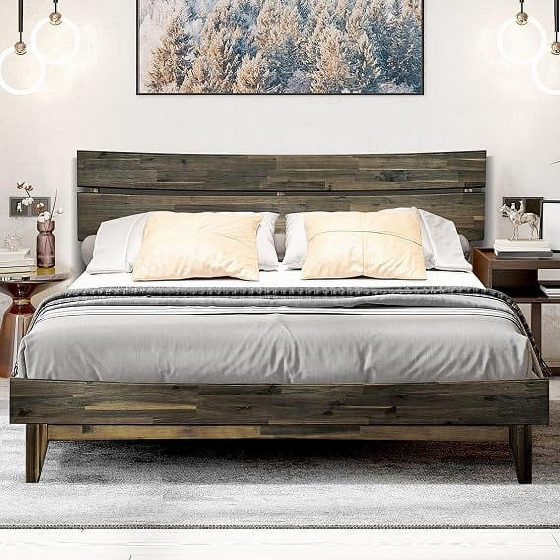 Aurora Solid Wood Bed Frame with Headboard