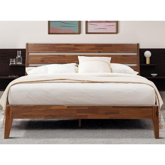 Acacia Premium Emery Solid Wood Platform Bed Frame with Headboard Included, No Box Spring Needed, Weight Capacity 800lb.