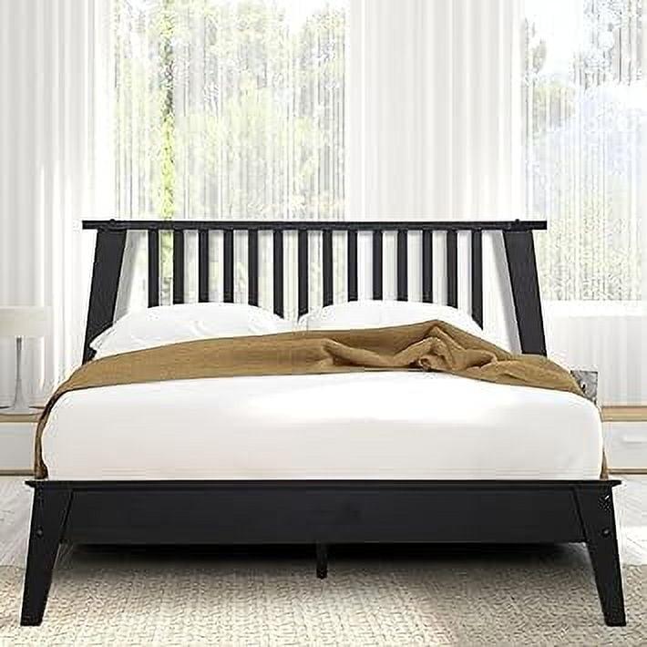 Kaylin 2-Piece Bedroom Set Solid Wood Bed Frame with High Headboard and Nightstand