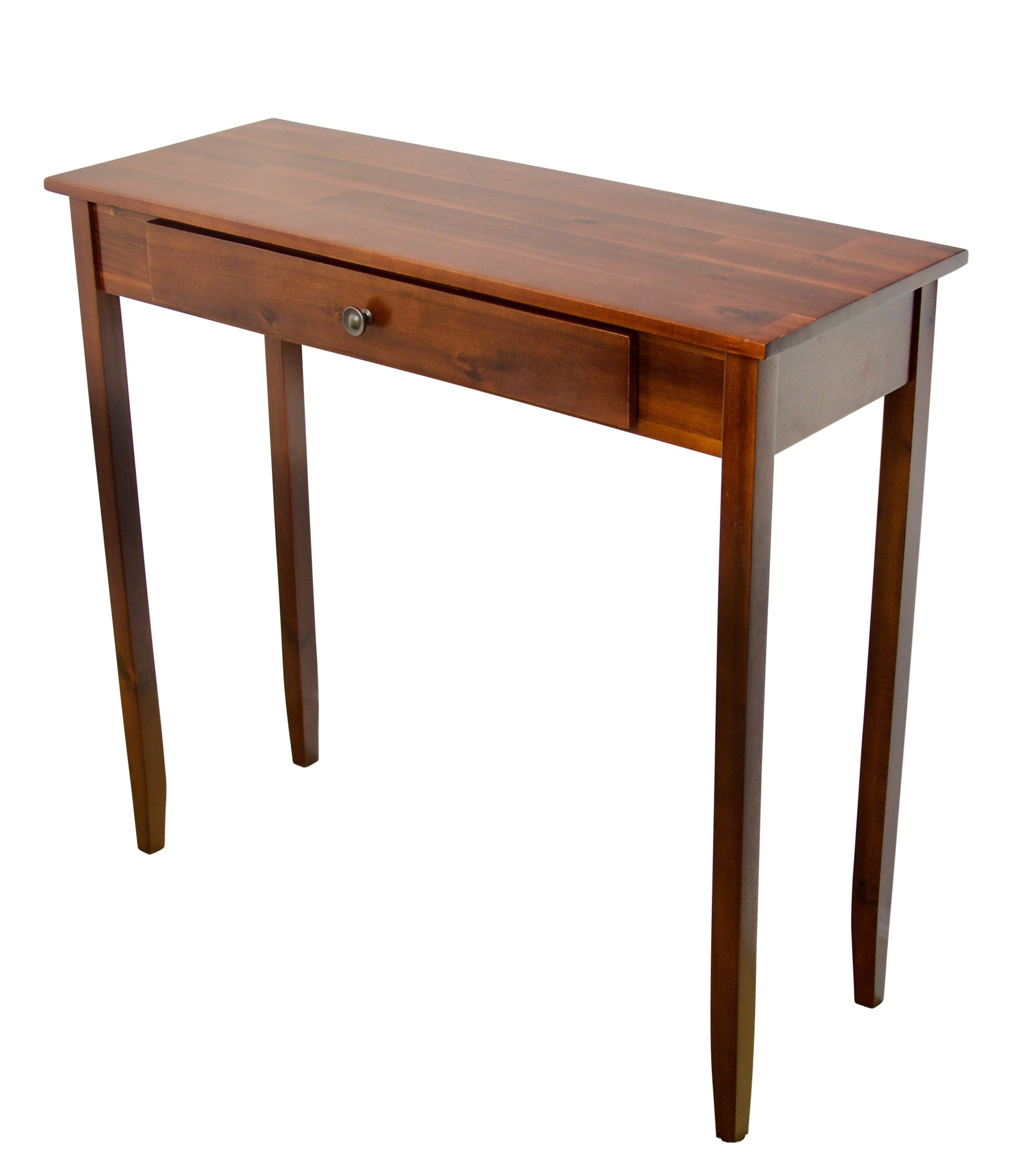 Mahogany Rectangular Side Table with Drawer and Metal Accents