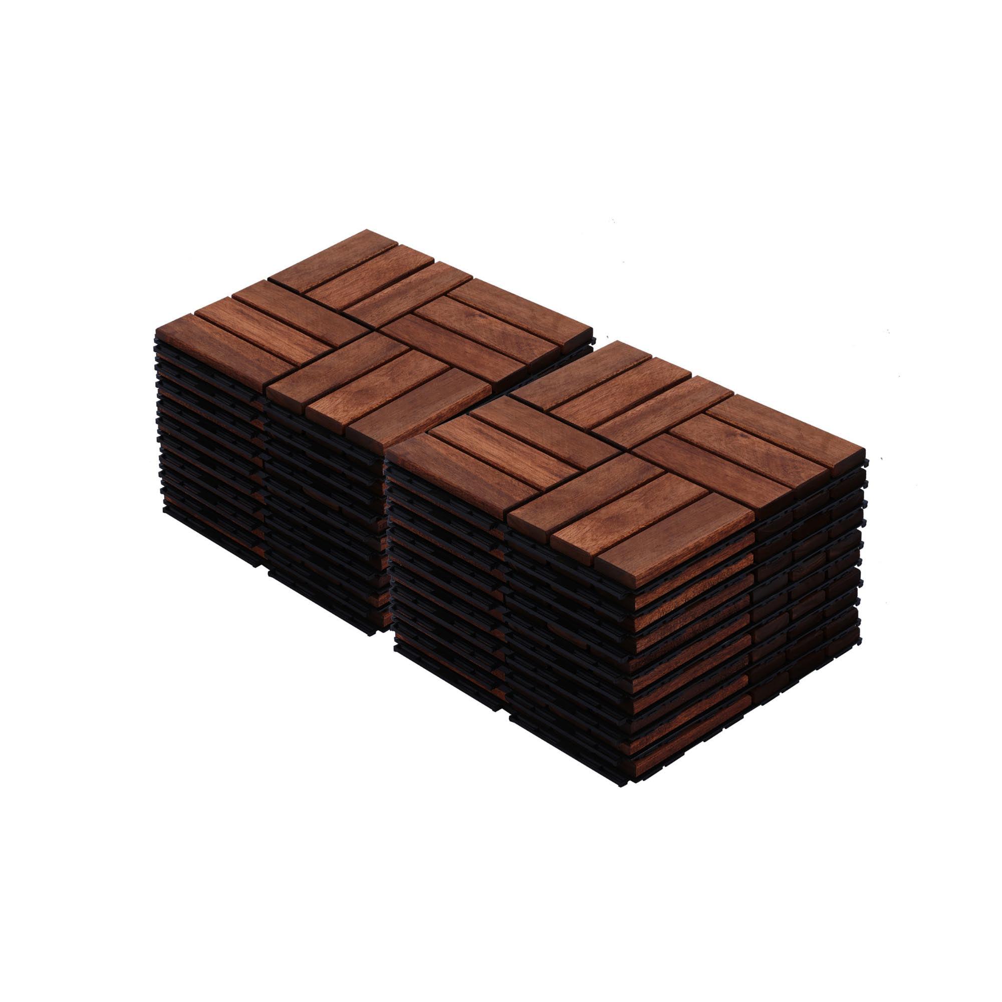 Acacia Wood Interlocking Square Deck Tiles with Water Protection