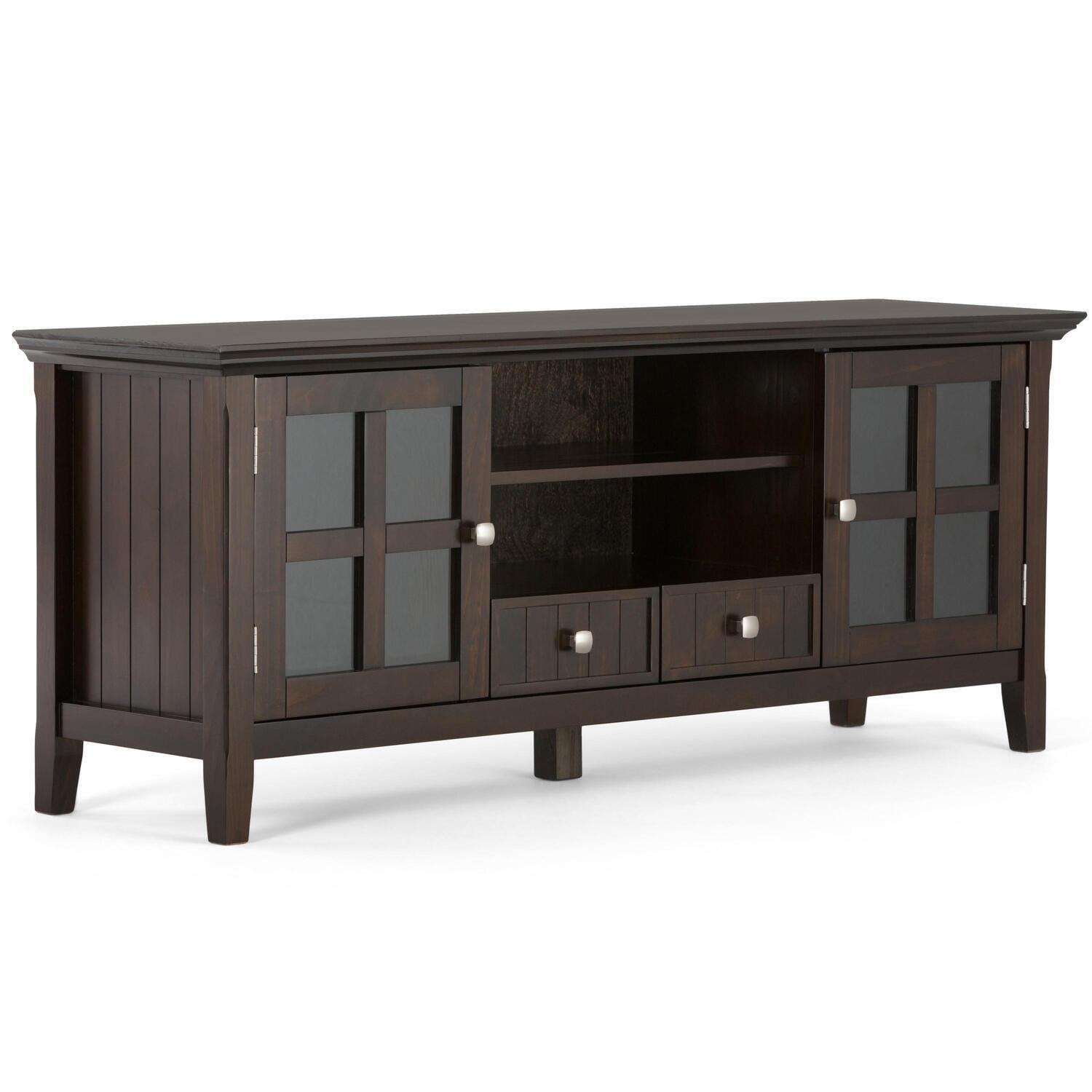 Acadian Brunette Brown Solid Wood 60" TV Media Stand with Cabinet