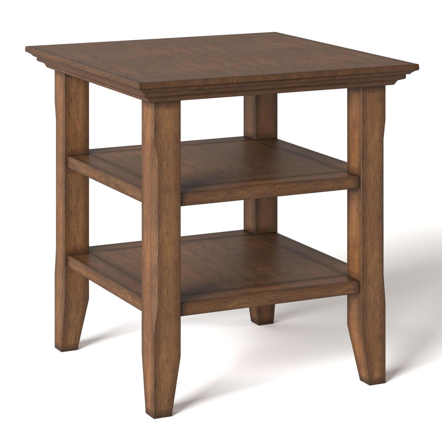 Acadian Rustic Natural Aged Brown Solid Wood Square End Table