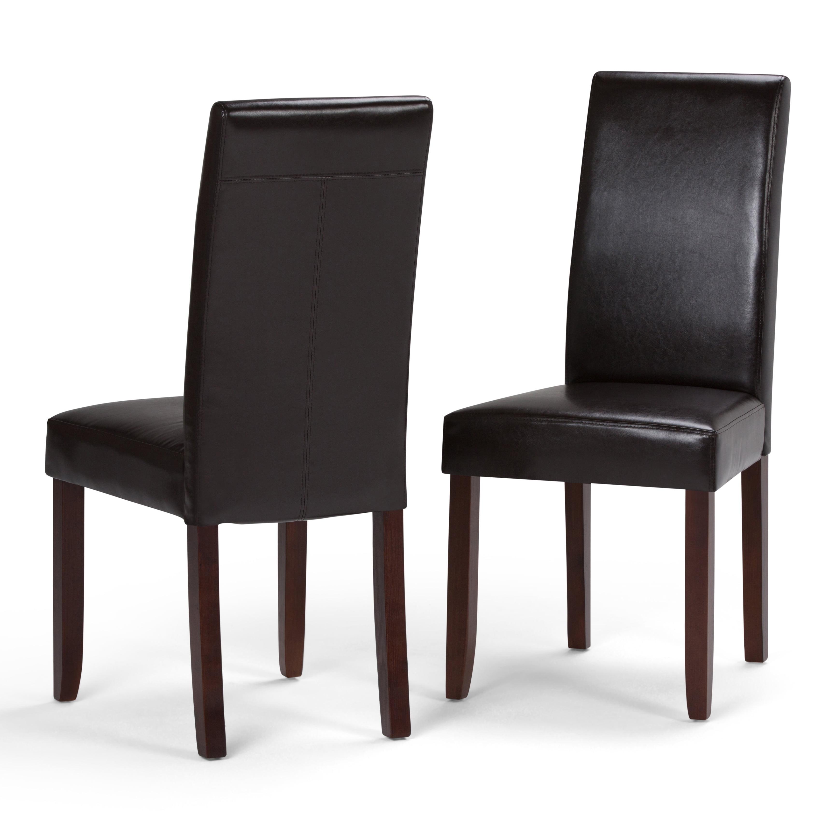 Acadian Transitional Parson Dining Chair (Set of 2) in Tanners Brown Faux Leather